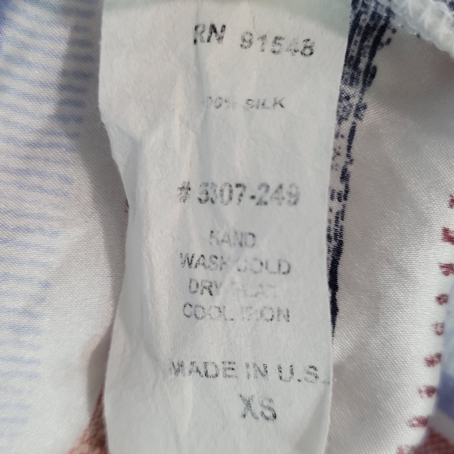 Matison Stone Anthropologie Red Blue 100% Silk Striped Light Tank Top USA XS
