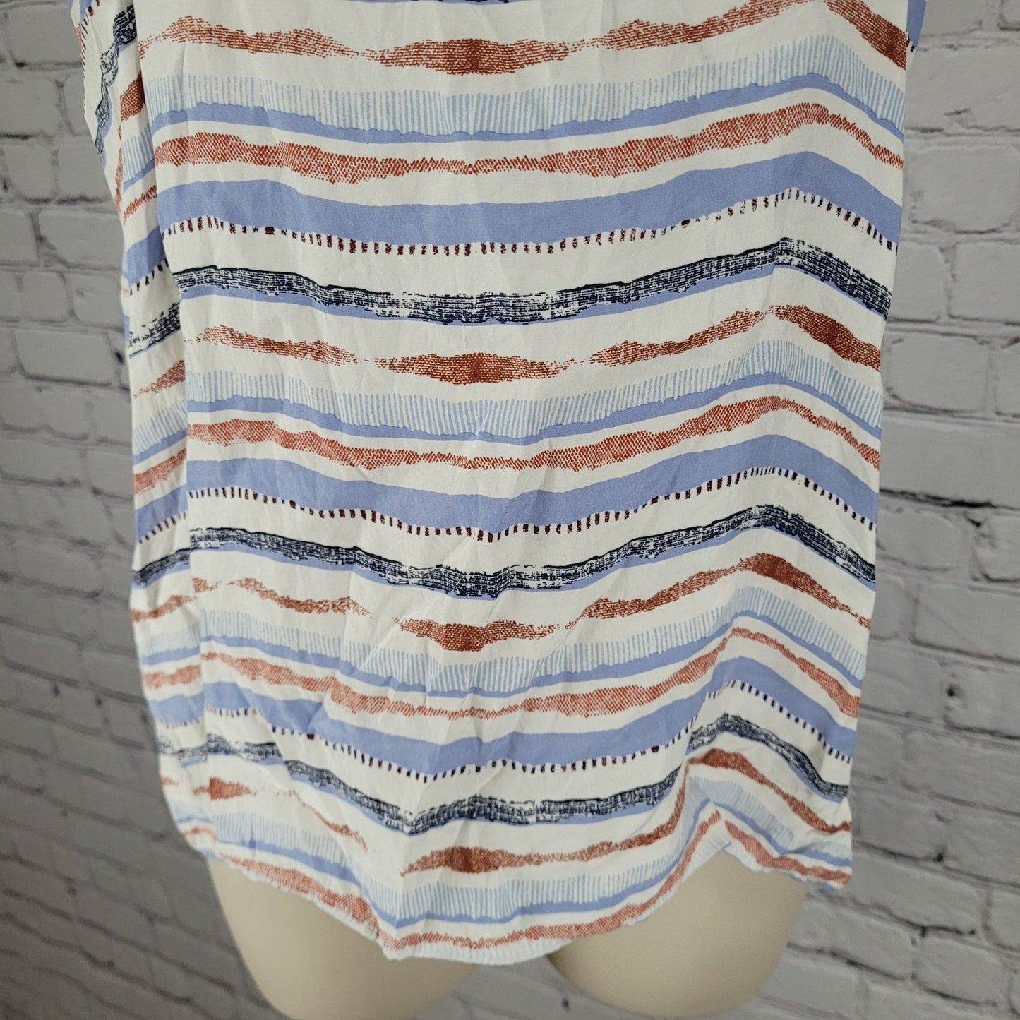 Matison Stone Anthropologie Red Blue 100% Silk Striped Light Tank Top USA XS