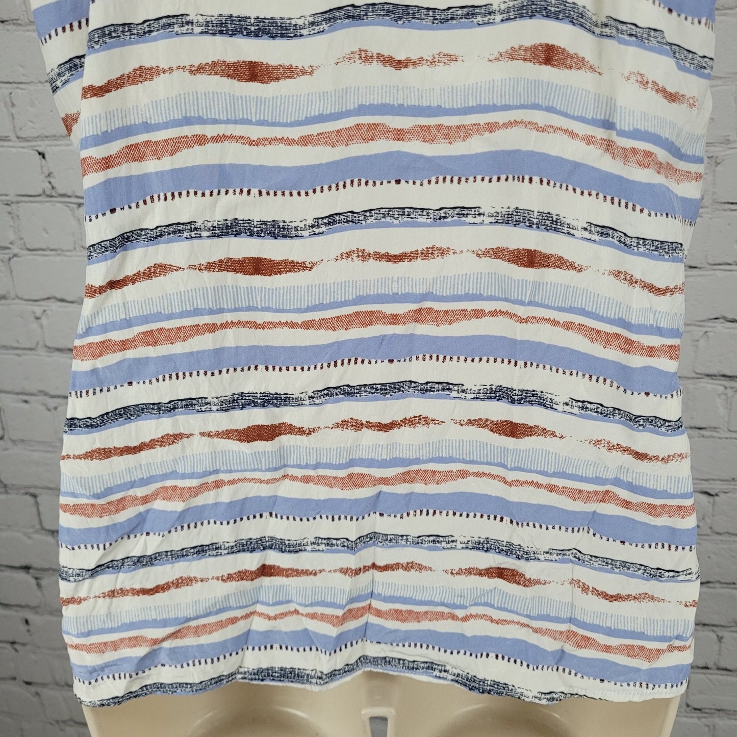 Matison Stone Anthropologie Red Blue 100% Silk Striped Light Tank Top USA XS