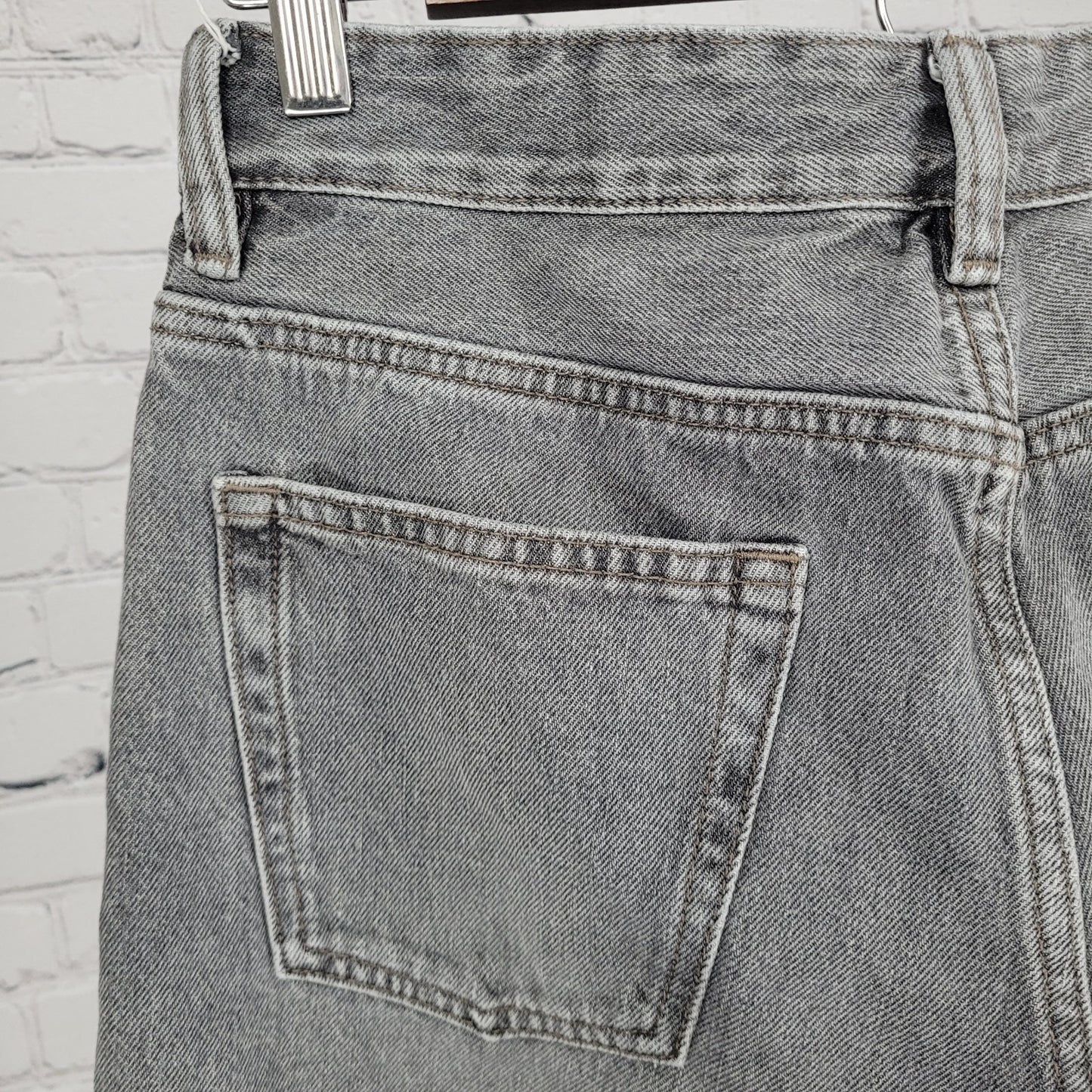 Zara Grey 100% Cotton Denim Button Fly Straight Leg Jeans Size 30 (28x30)