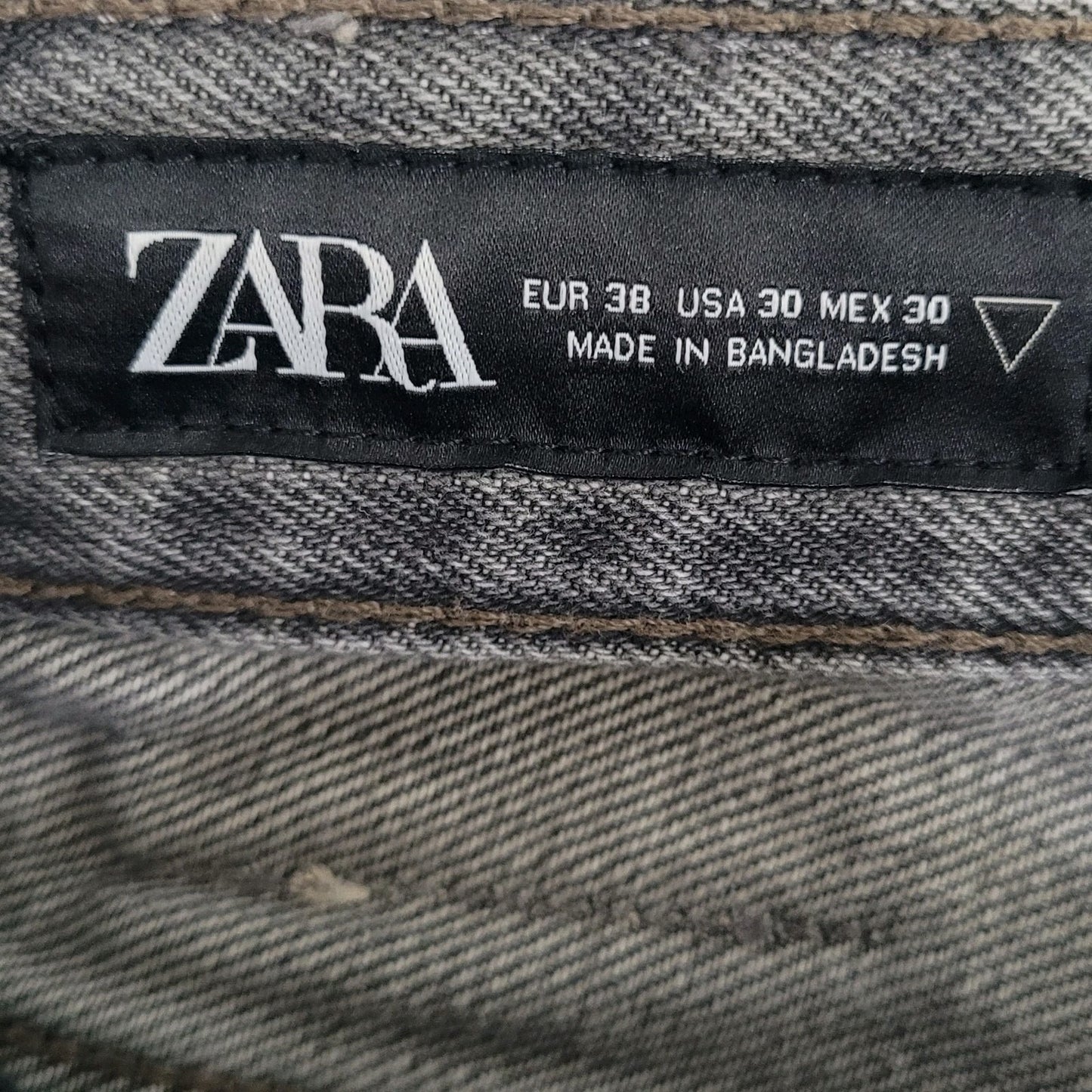 Zara Grey 100% Cotton Denim Button Fly Straight Leg Jeans Size 30 (28x30)