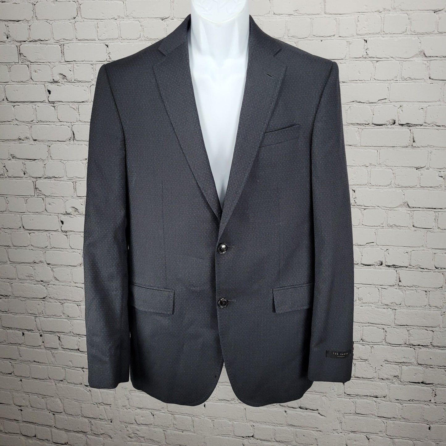 Ted Baker London Endurance Black Blue Wool Jay CT 2 Button Blazer Sport Coat 38R