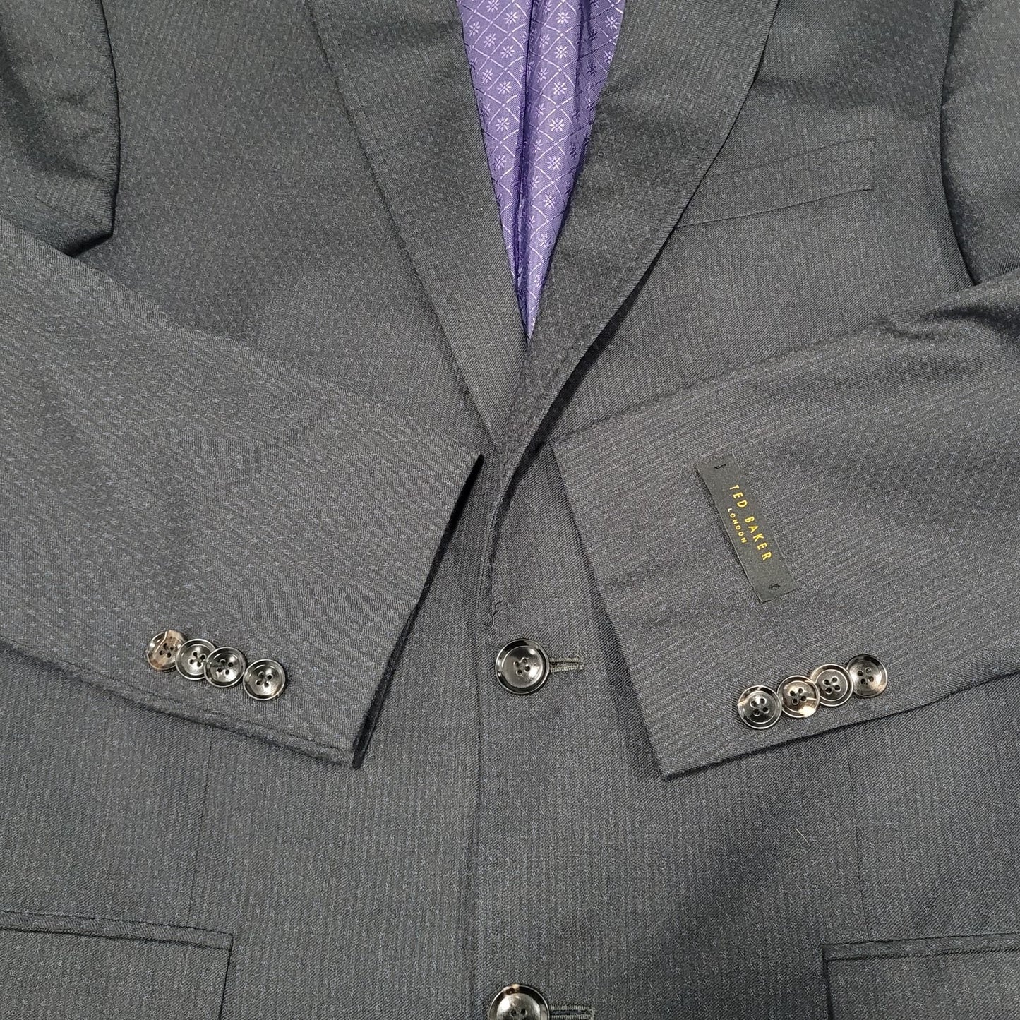 Ted Baker London Endurance Black Blue Wool Jay CT 2 Button Blazer Sport Coat 38R