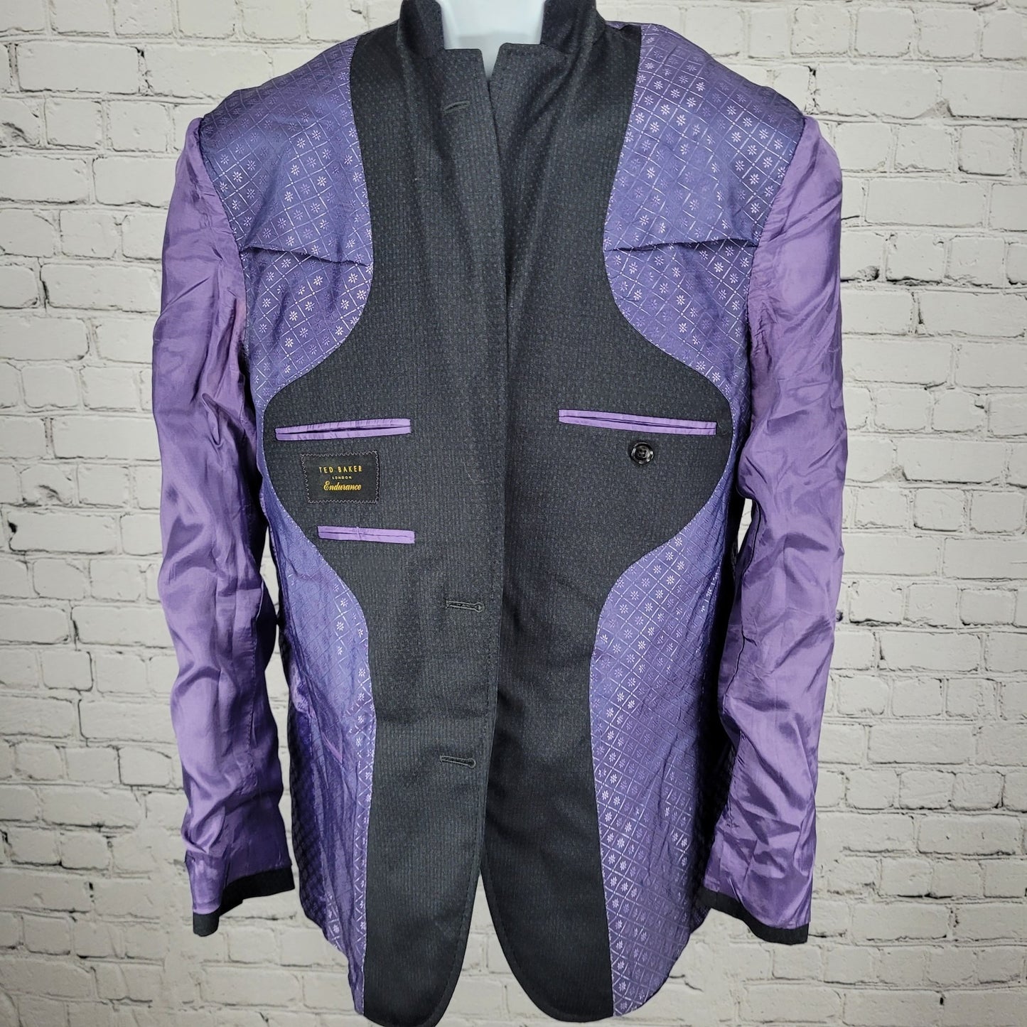 Ted Baker London Endurance Black Blue Wool Jay CT 2 Button Blazer Sport Coat 38R