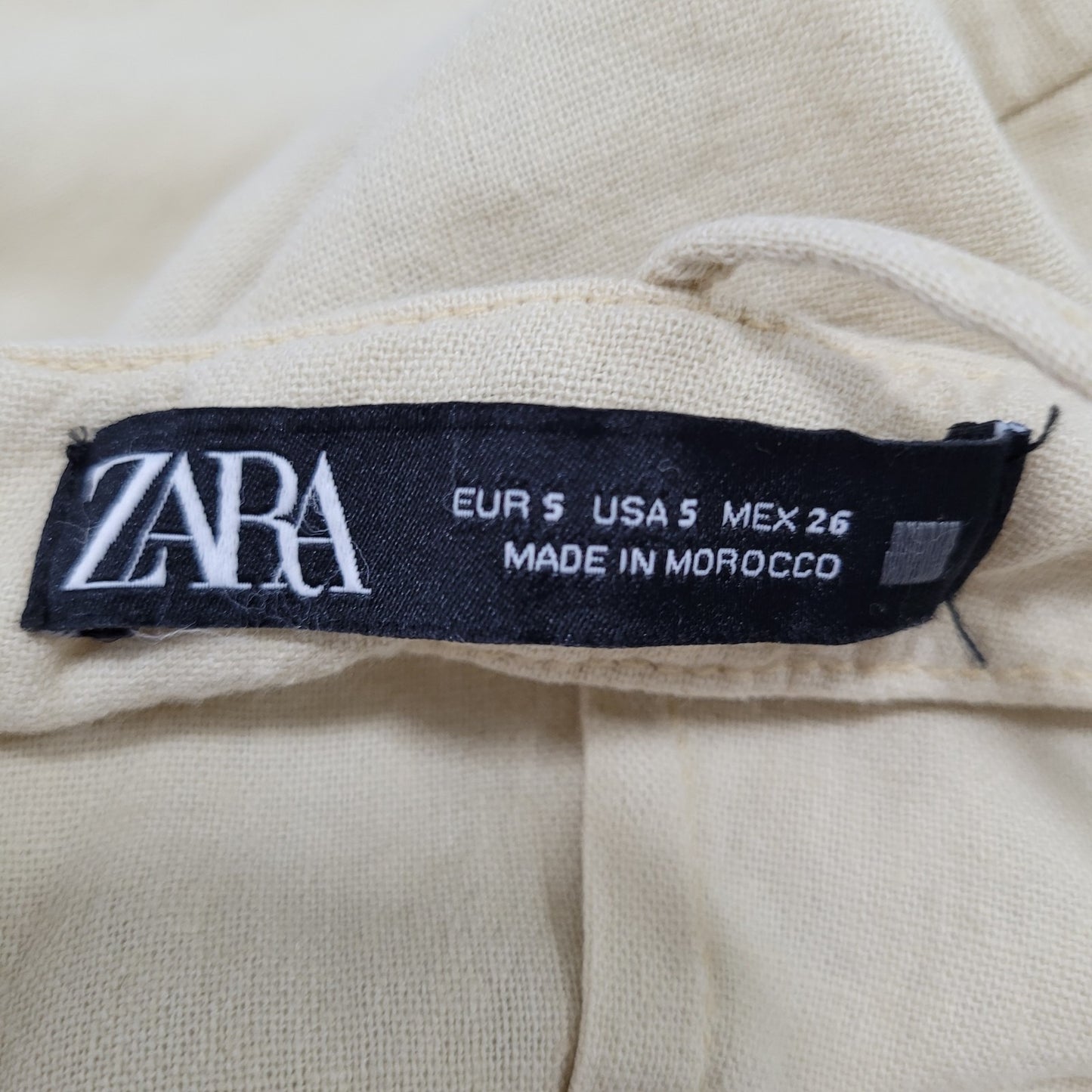 Zara Beige Linen Blend Strappy Ruched Wrap Lightweight Mini Dress Size Small S