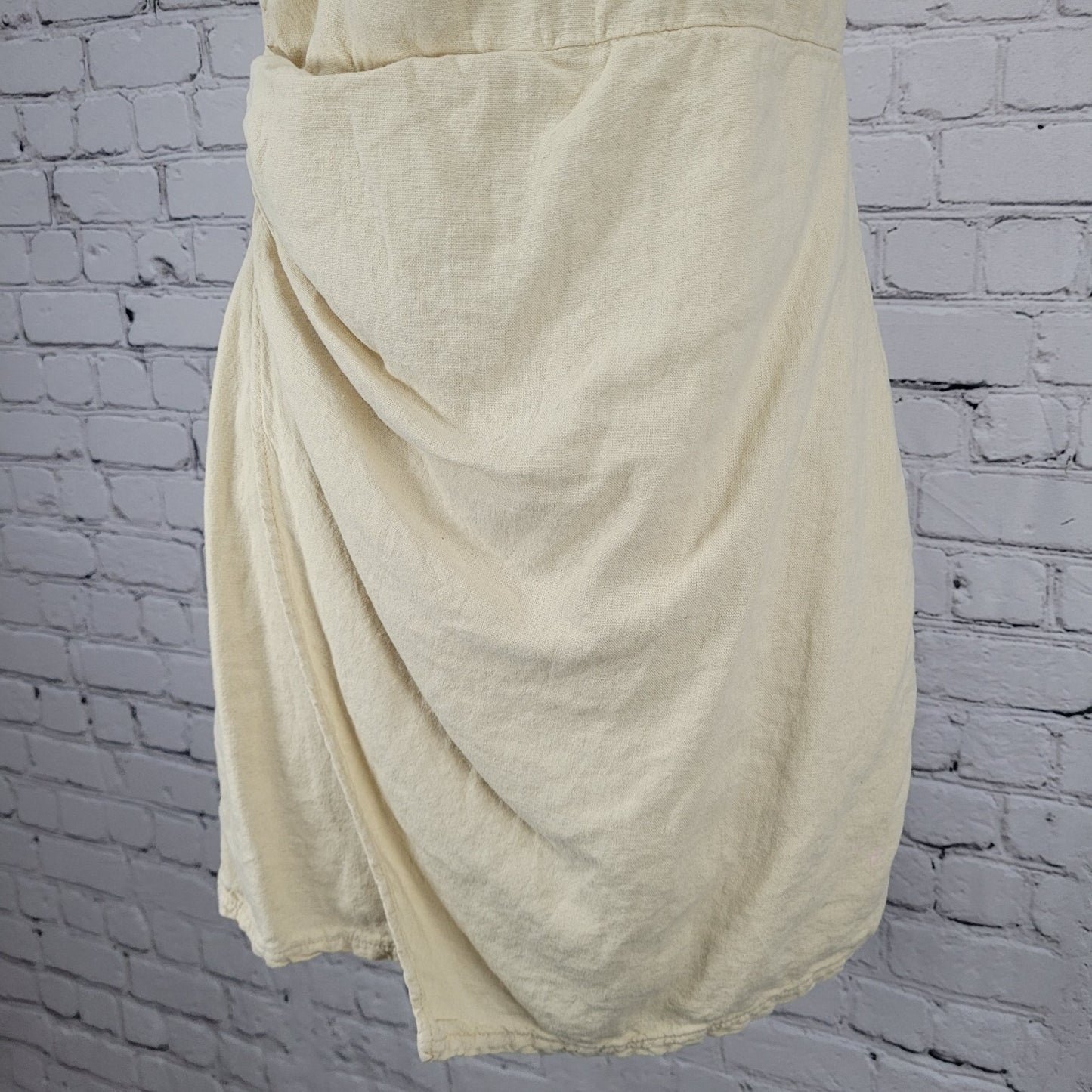 Zara Beige Linen Blend Strappy Ruched Wrap Lightweight Mini Dress Size Small S