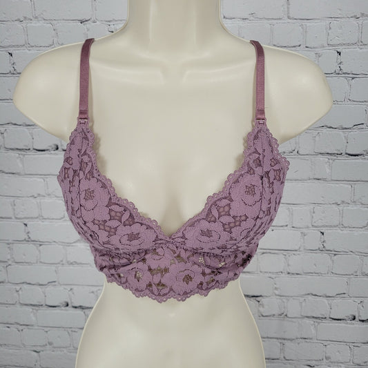 NWT Momanda Orchid Rose Purple Lace Lightly Padded Nursing Bra Size 32C