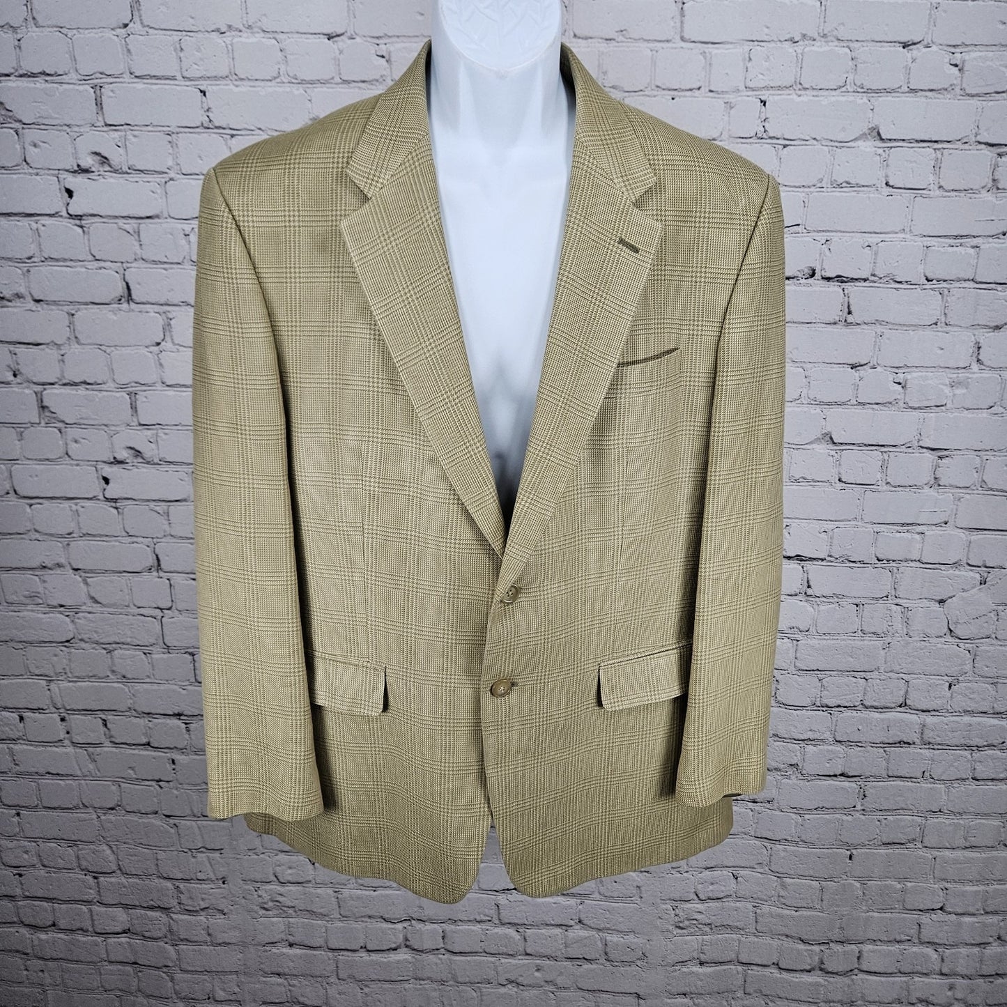 Lauren Ralph Lauren Beige 100% Silk 2 Button Vented Notch Blazer Sport Coat 43R