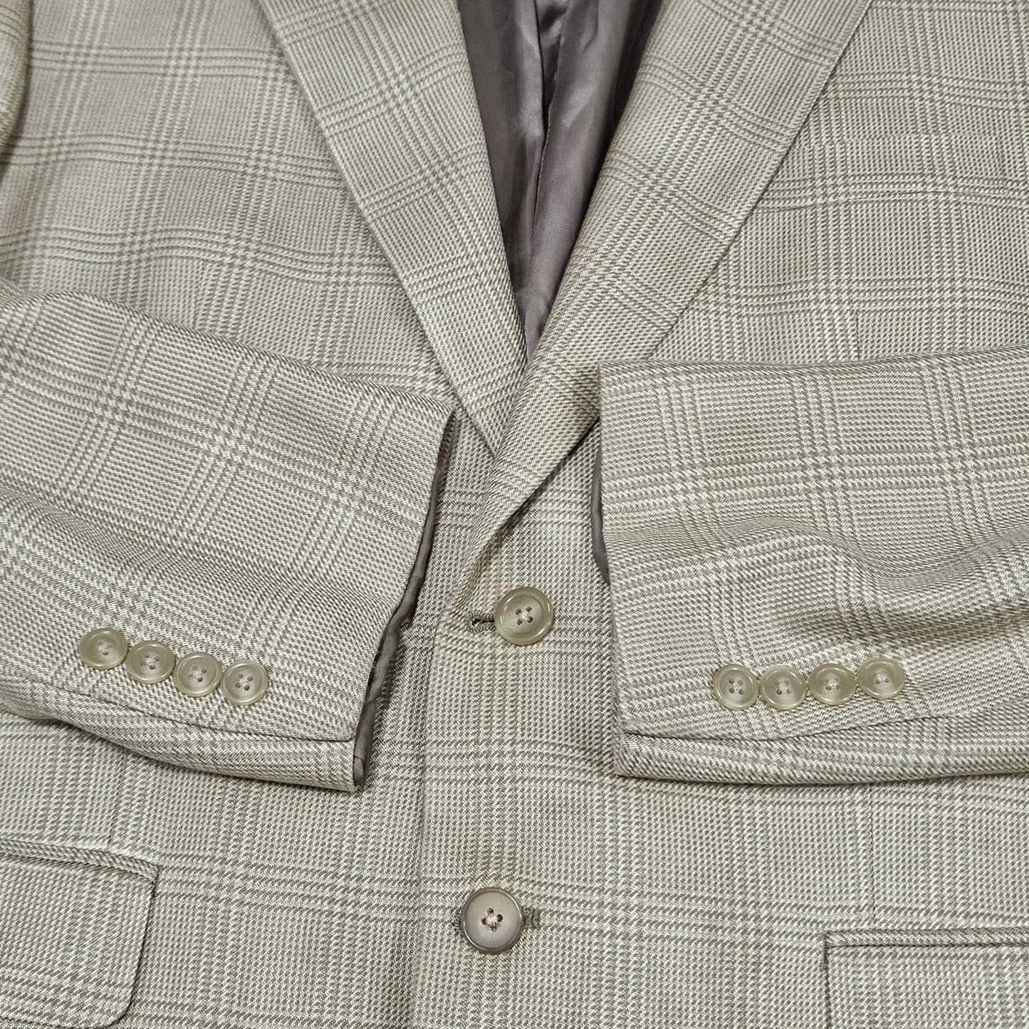 Lauren Ralph Lauren Beige 100% Silk 2 Button Vented Notch Blazer Sport Coat 43R