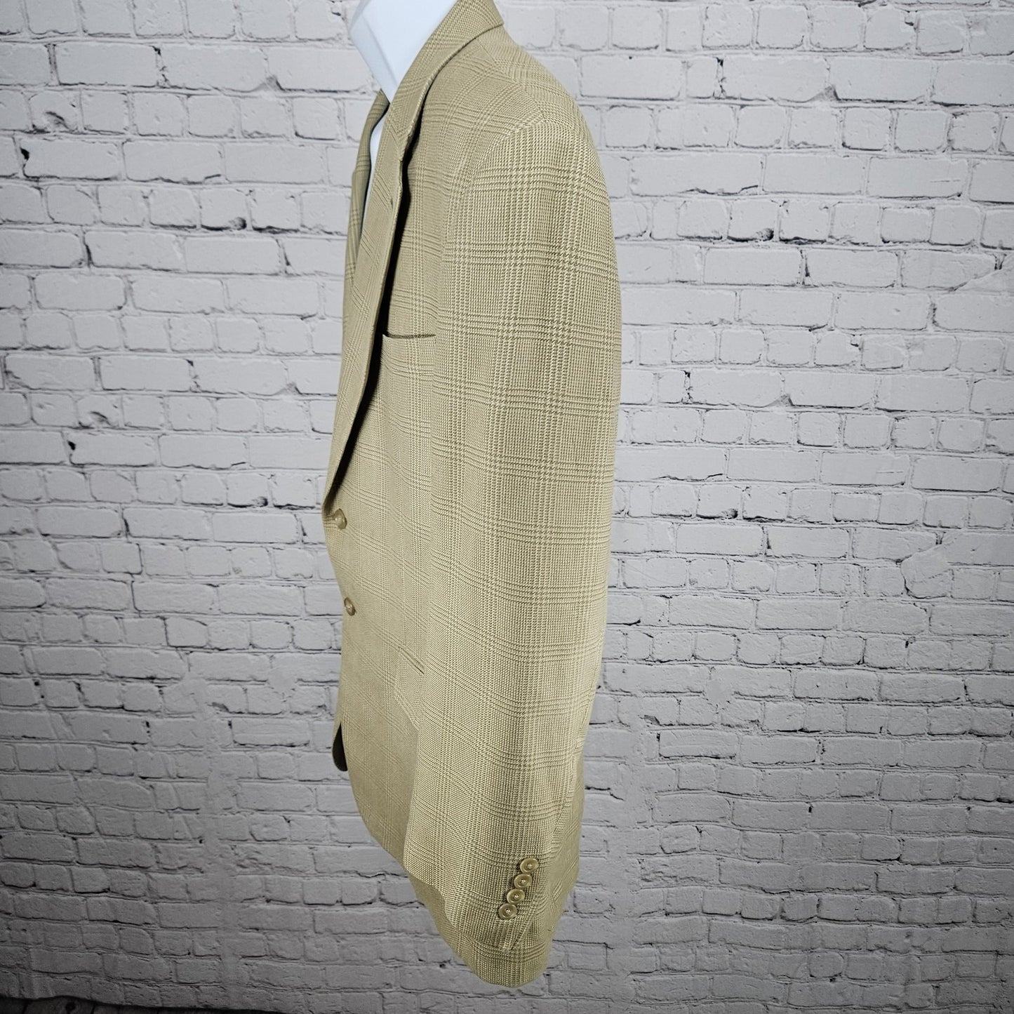 Lauren Ralph Lauren Beige 100% Silk 2 Button Vented Notch Blazer Sport Coat 43R