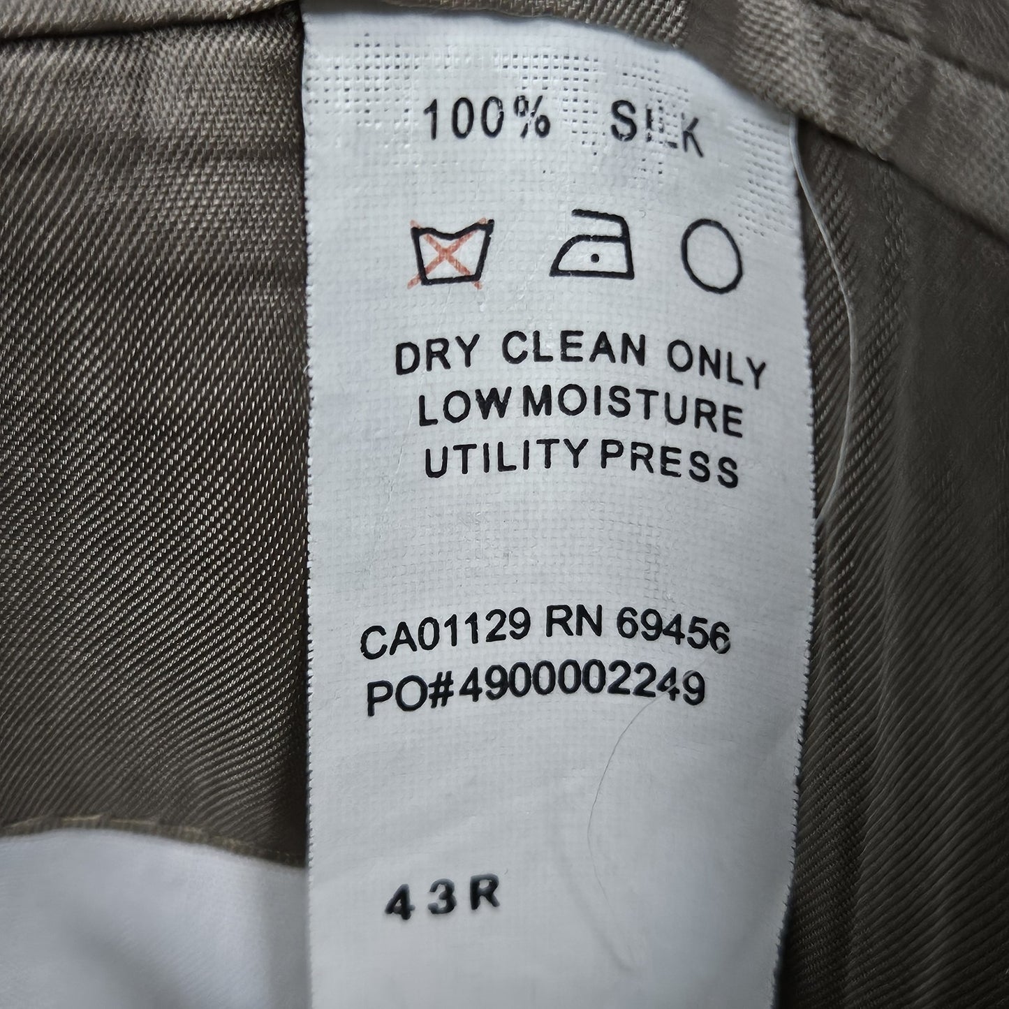 Lauren Ralph Lauren Beige 100% Silk 2 Button Vented Notch Blazer Sport Coat 43R