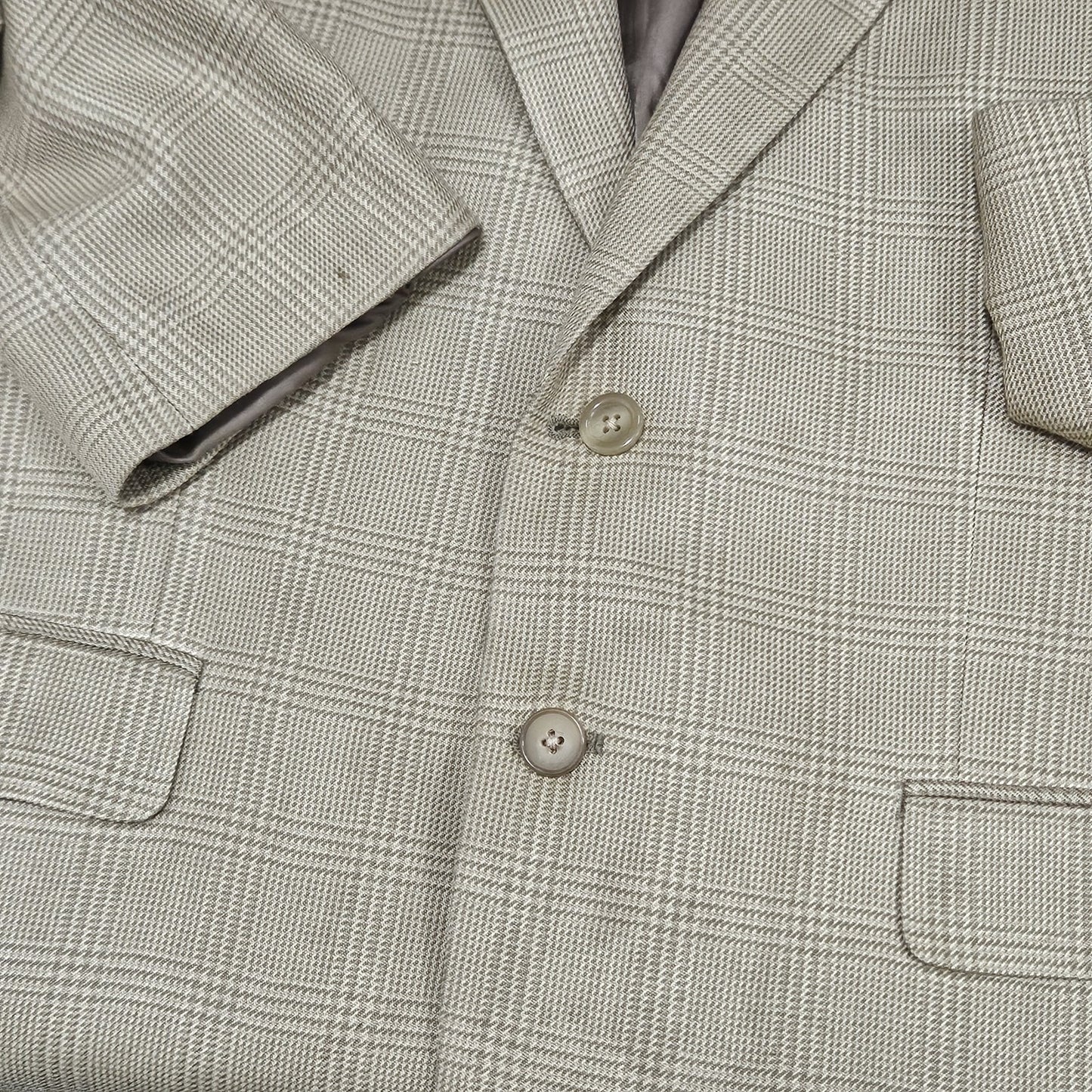Lauren Ralph Lauren Beige 100% Silk 2 Button Vented Notch Blazer Sport Coat 43R