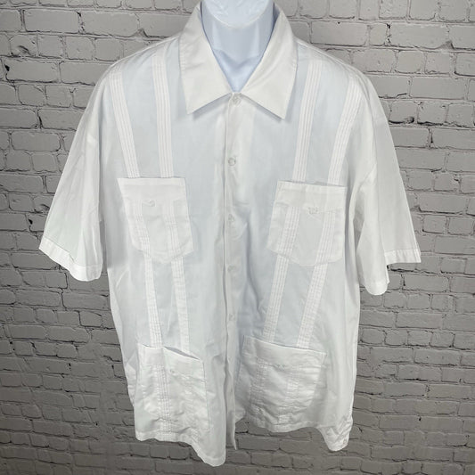 Saint Gianfranco White Guayabera Button Up Collared Lightweight Shirt Size XXL
