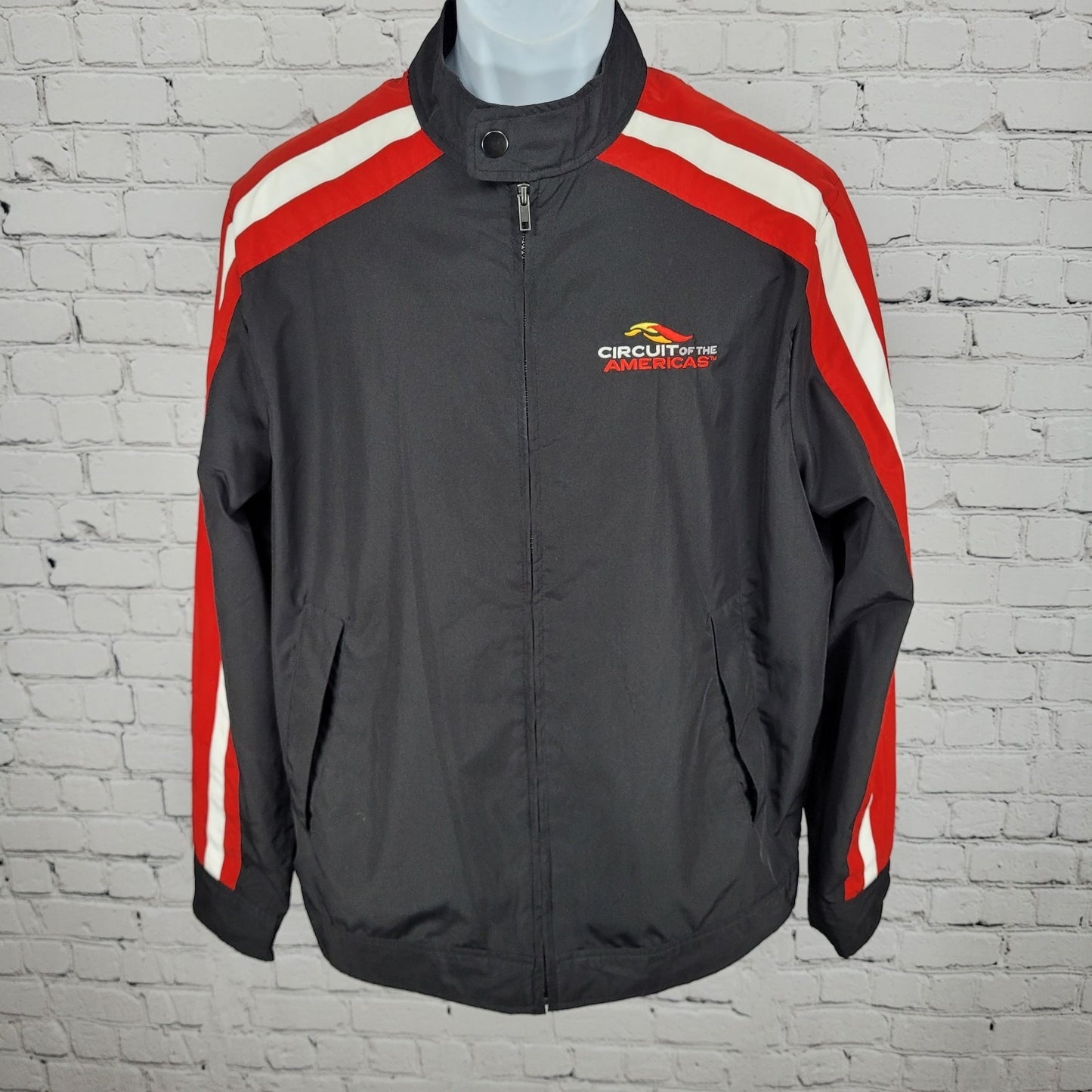 Circuit Of The Americas TMR Black Red Full Zip Windbreaker Jacket Medium M