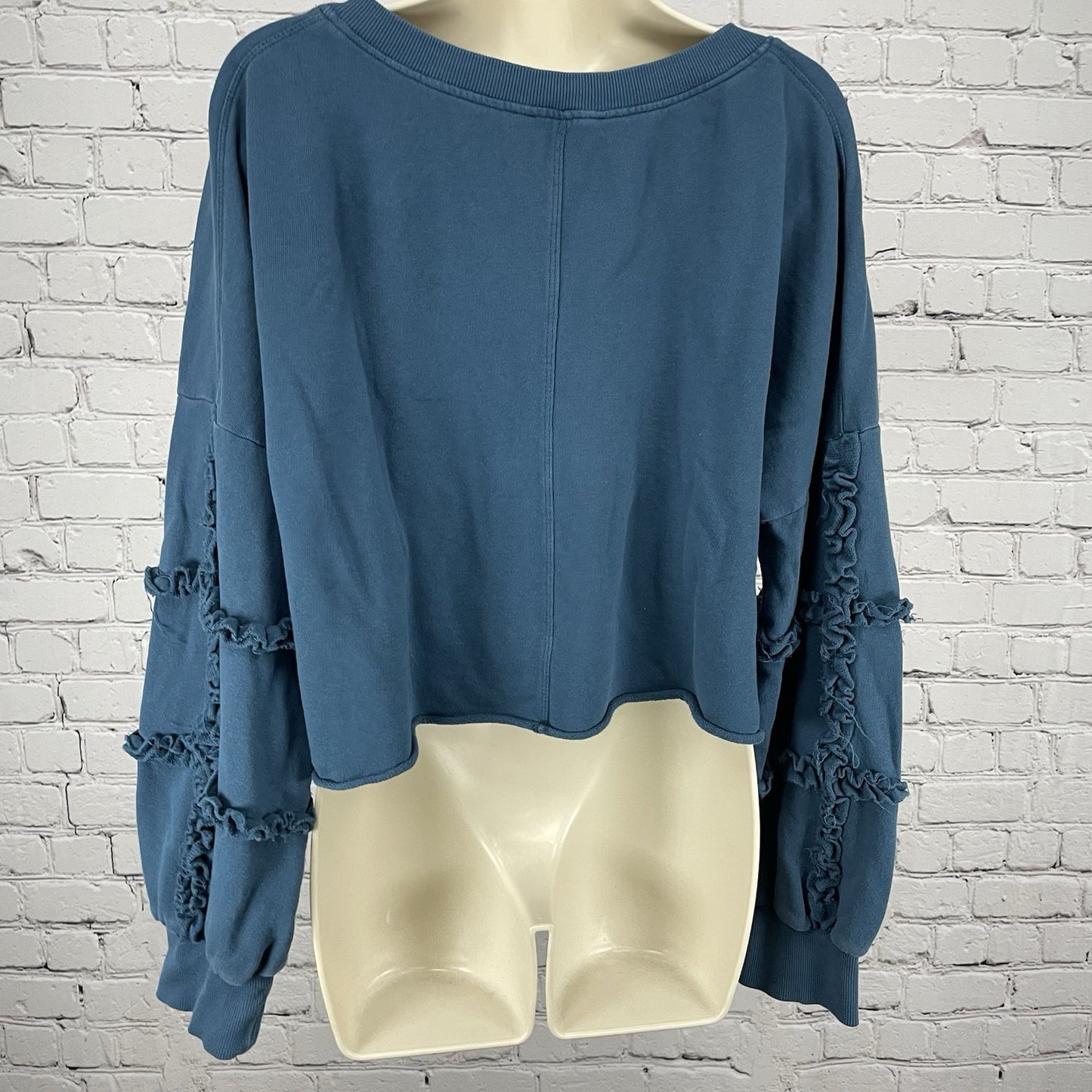 Saturday Sunday Anthropologie Blue Boxy Balloon Sleeve Sweatshirt Size Large L