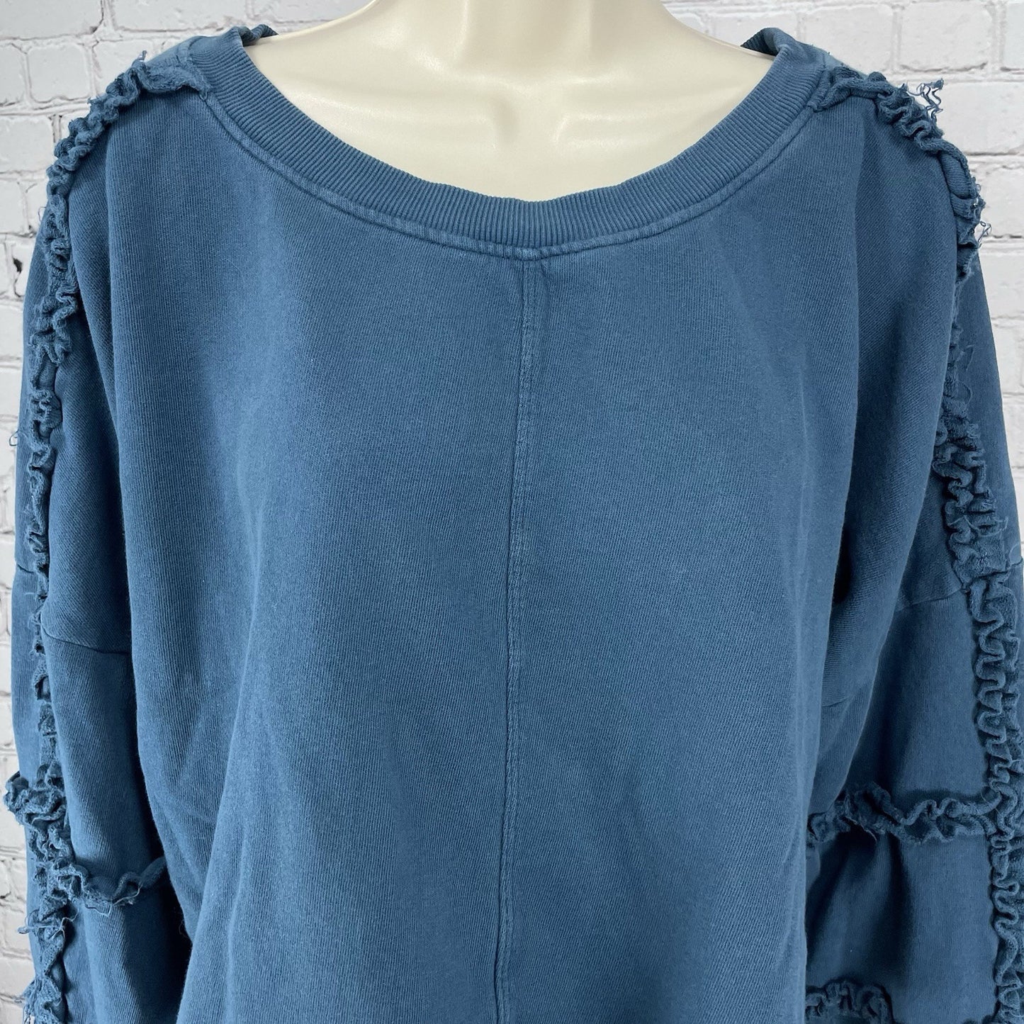 Saturday Sunday Anthropologie Blue Boxy Balloon Sleeve Sweatshirt Size Large L