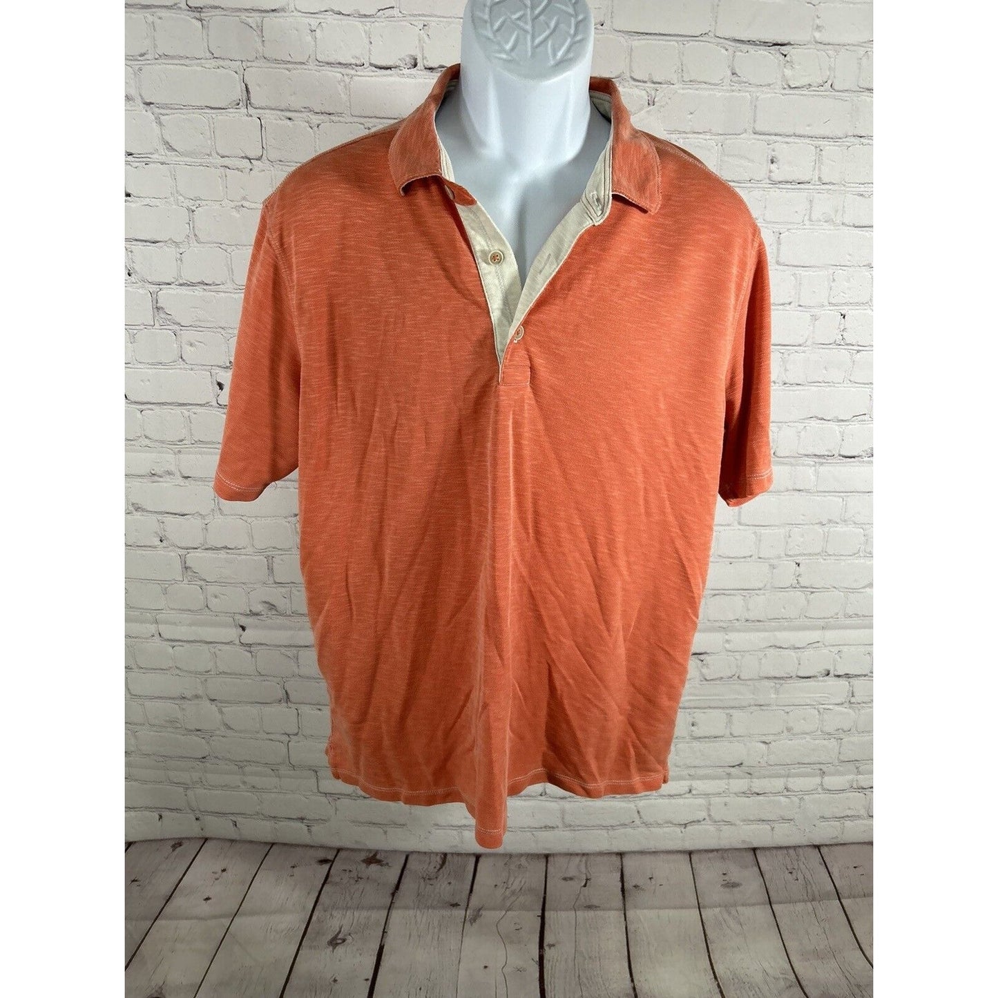 Tommy Bahama Orange Modal Blend Short Sleeve Pullover Polo Shirt Men’s L