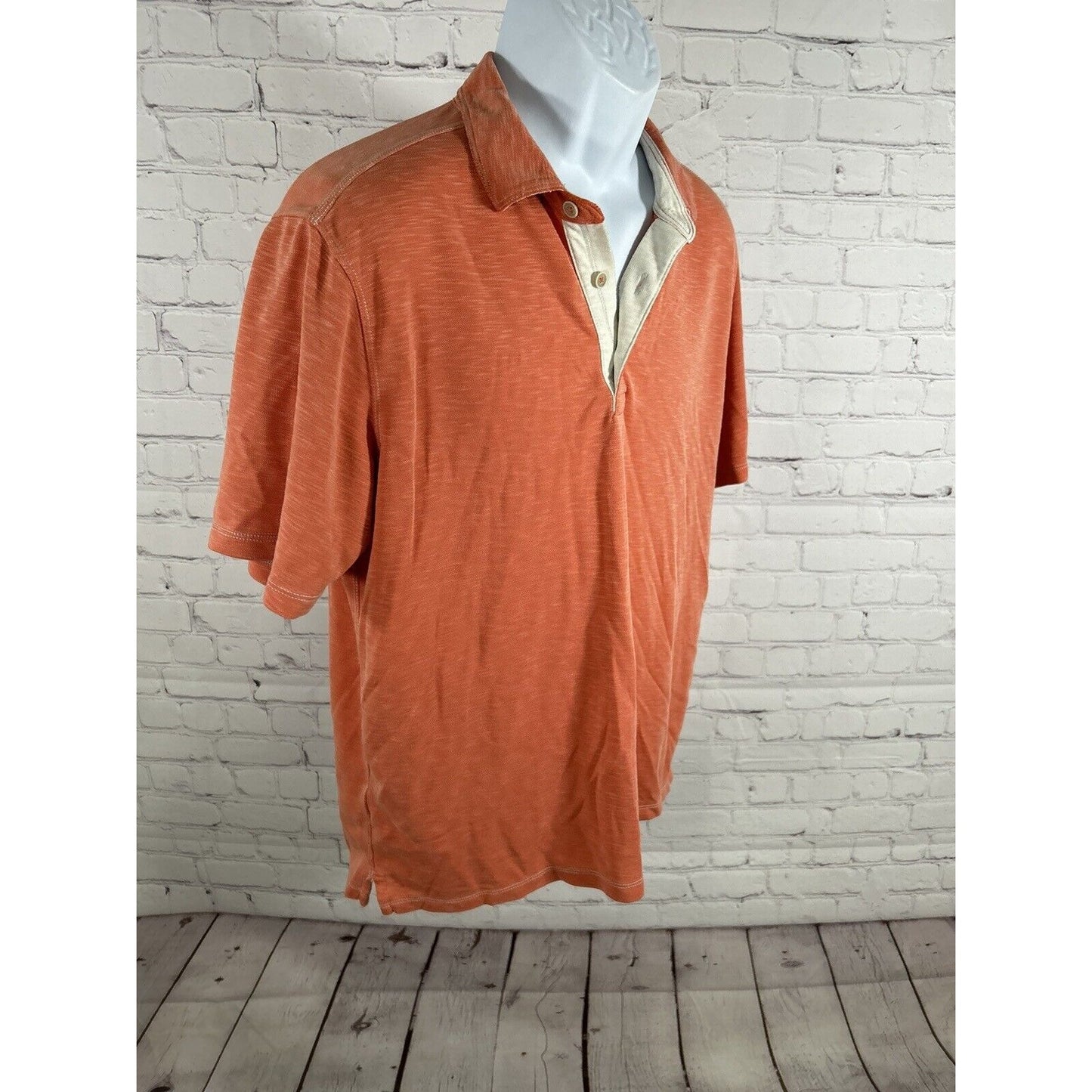 Tommy Bahama Orange Modal Blend Short Sleeve Pullover Polo Shirt Men’s L