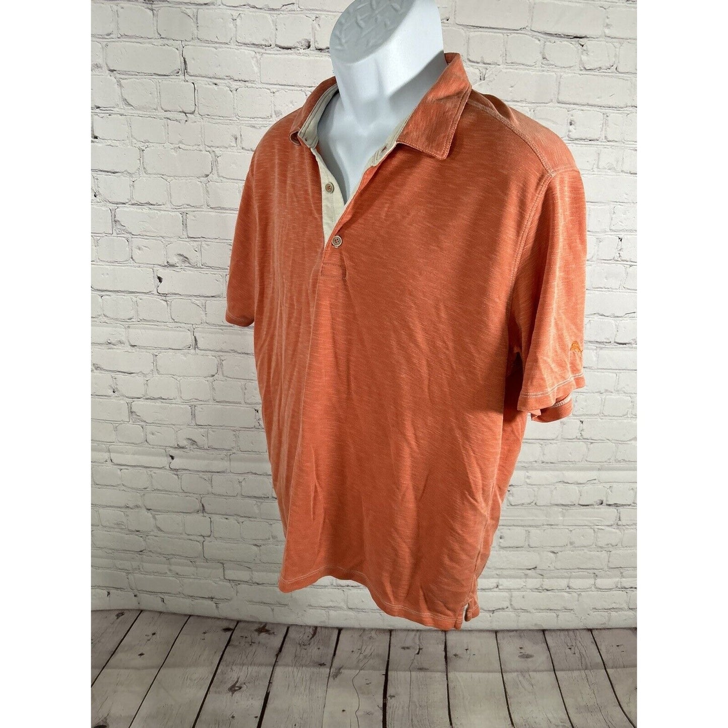 Tommy Bahama Orange Modal Blend Short Sleeve Pullover Polo Shirt Men’s L