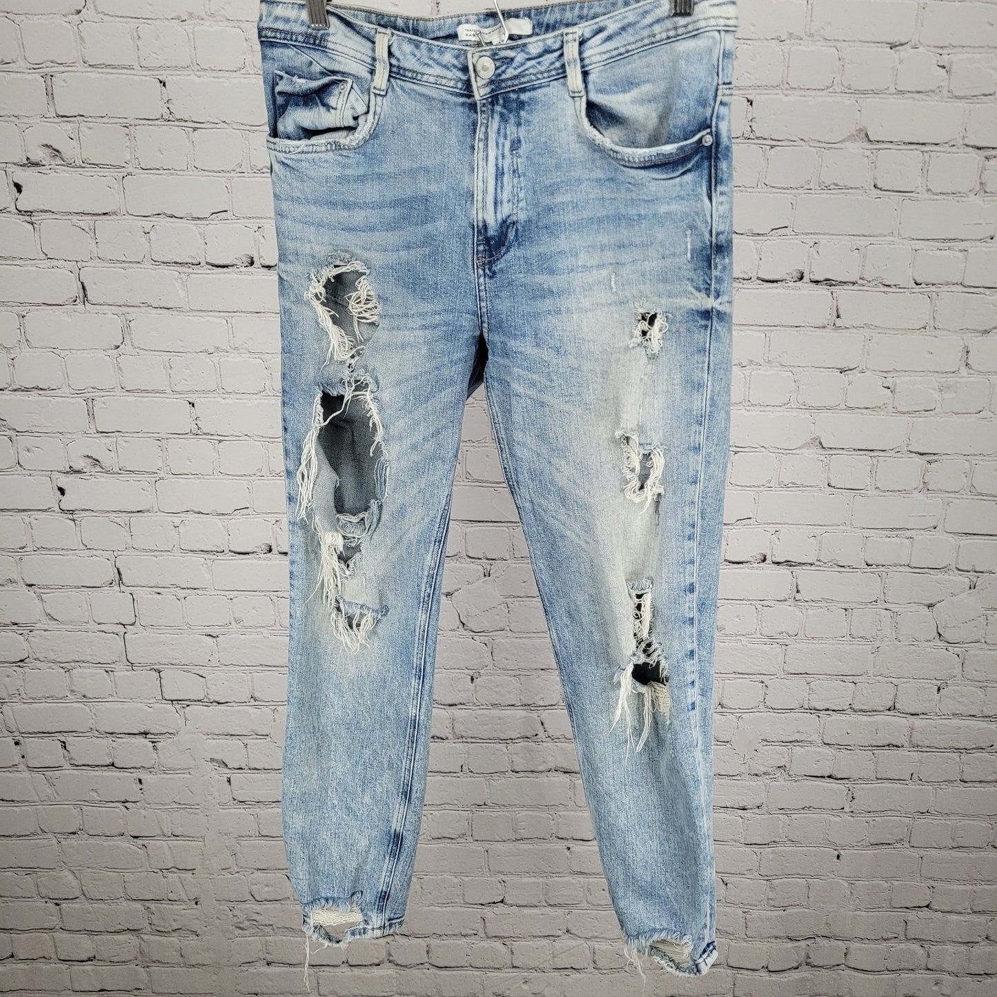 Trafaluc Denim Makers Zara Distressed Mid Rise Stretch Jeans Size 8 (31x26)