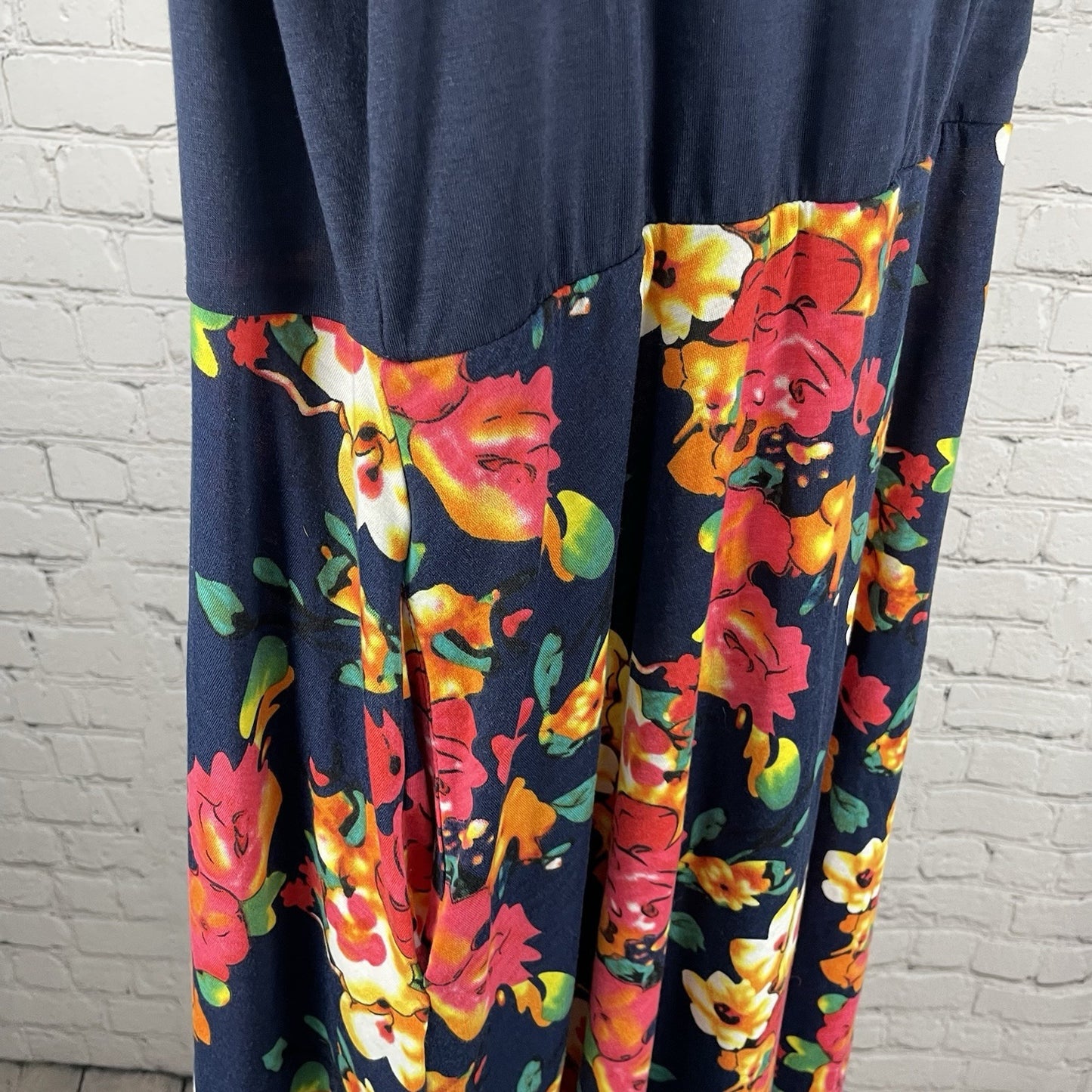 Nemidor Blue Floral Wrap Short Sleeve A Line Stretch Dress Pockets Size US 26