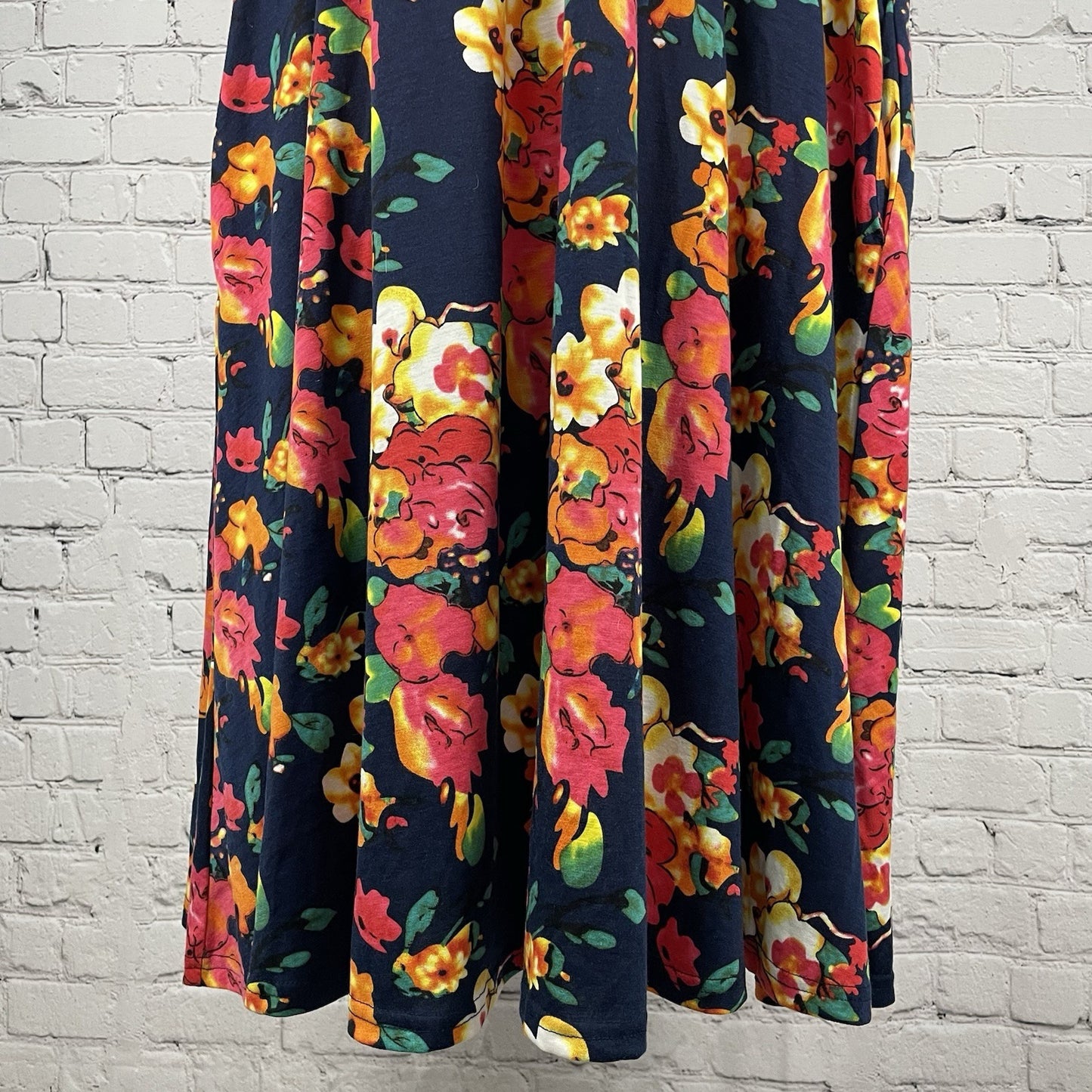 Nemidor Blue Floral Wrap Short Sleeve A Line Stretch Dress Pockets Size US 26