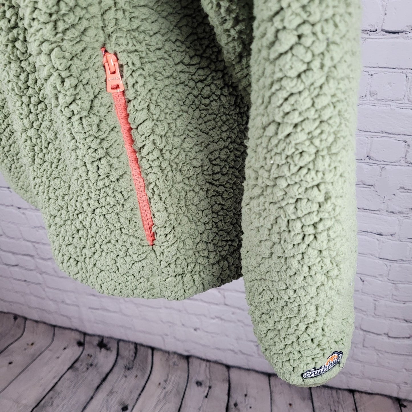 Chubbies Green High Pile Fleece 1/4 Zip Pocket Pullover Jacket Size Large L