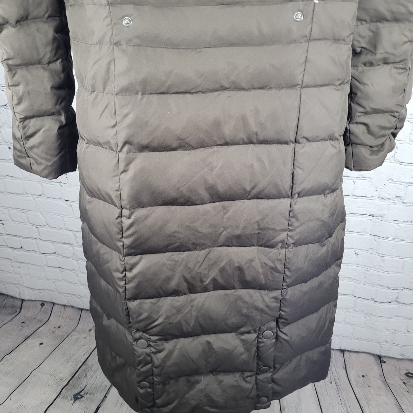 DKNY Brown Down Feather Insulated Removable Fur Hood Puffer Parka Coat Medium M