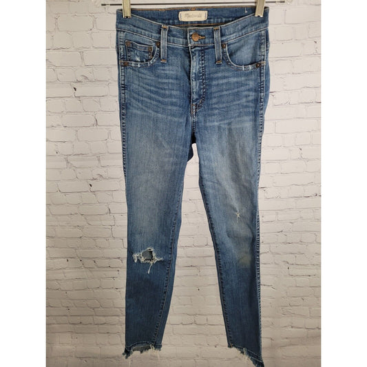 Madewell Blue Distressed 10" High Rise Skinny Jeans Women’s Size 23 (24 X 27)