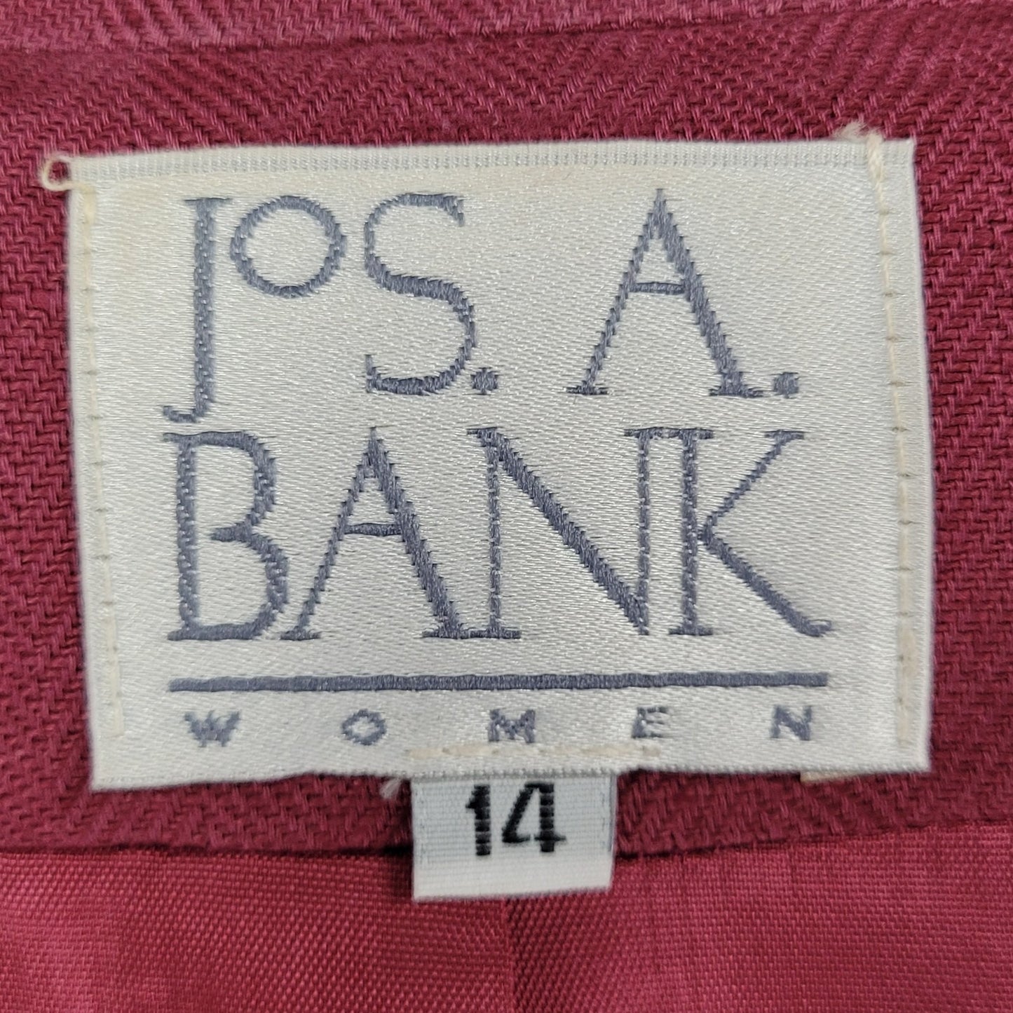 VTG Jos A Bank Women Pink Linen Blend Herringbone Blazer Jacket USA Made Size 14