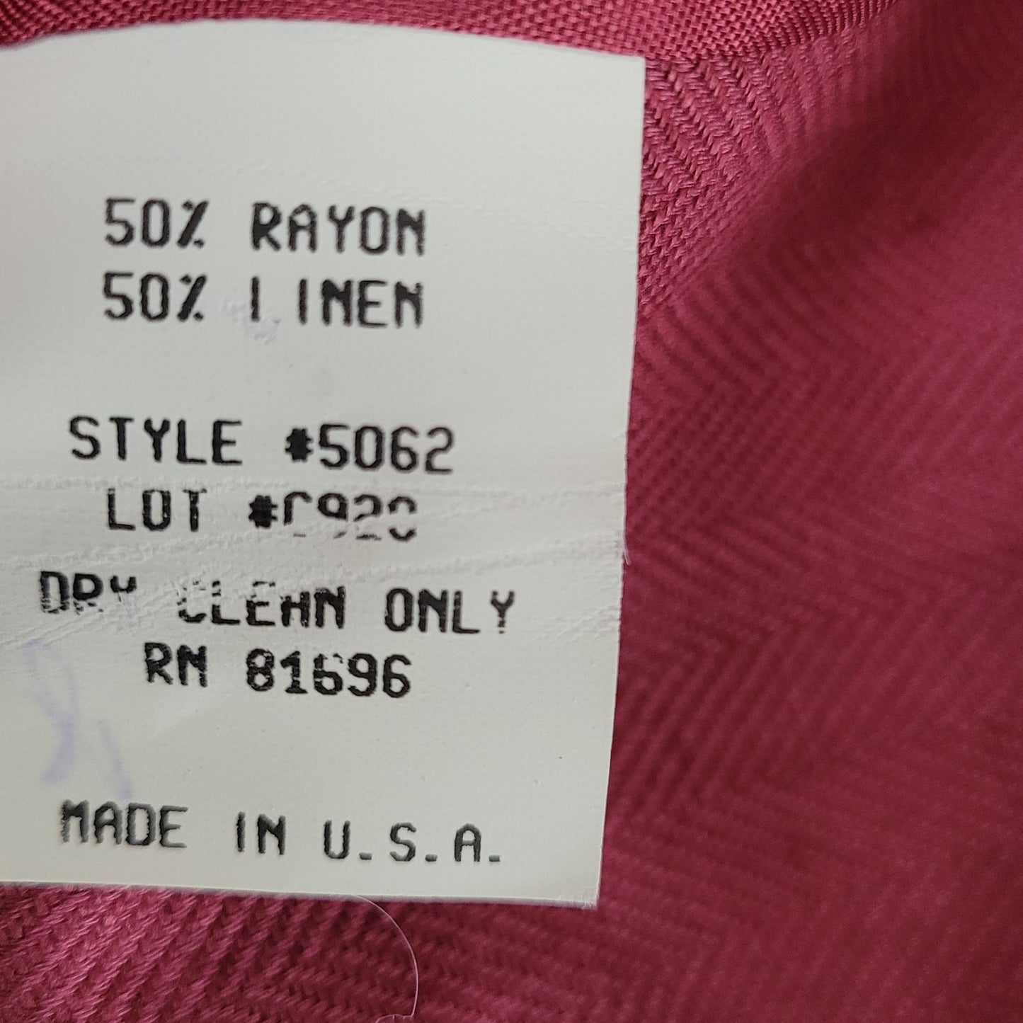 VTG Jos A Bank Women Pink Linen Blend Herringbone Blazer Jacket USA Made Size 14