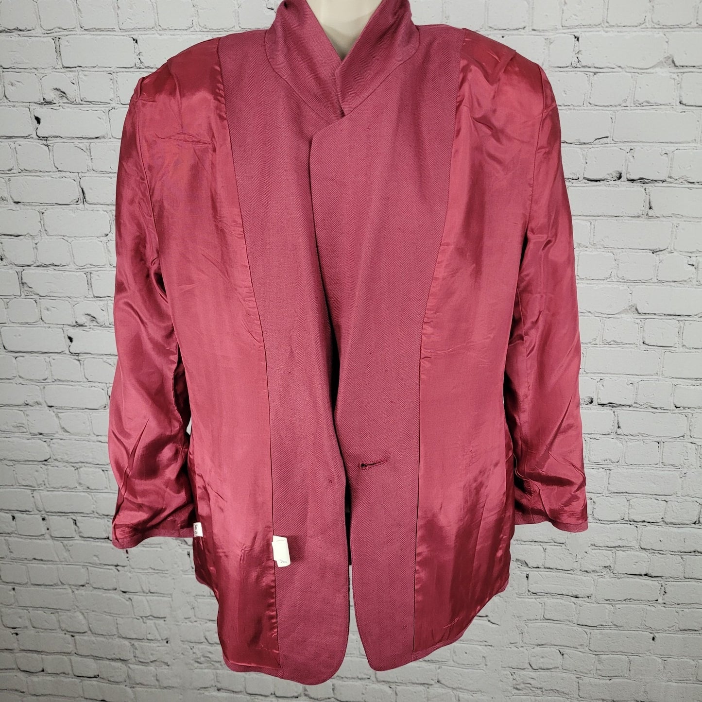 VTG Jos A Bank Women Pink Linen Blend Herringbone Blazer Jacket USA Made Size 14