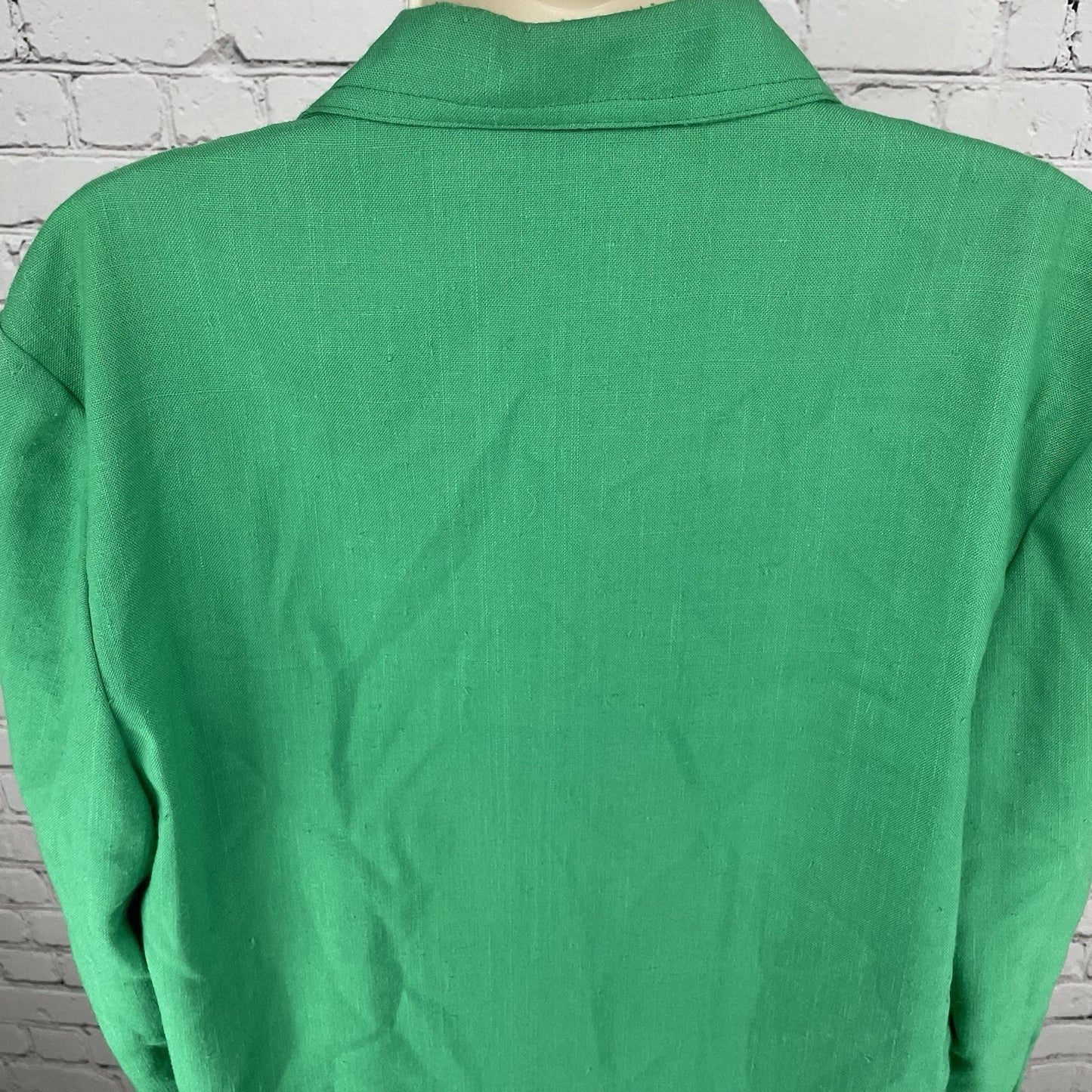 VTG Caron Green Open Lightweight Unlined Blazer Jacket Pockets USA Made Size 8