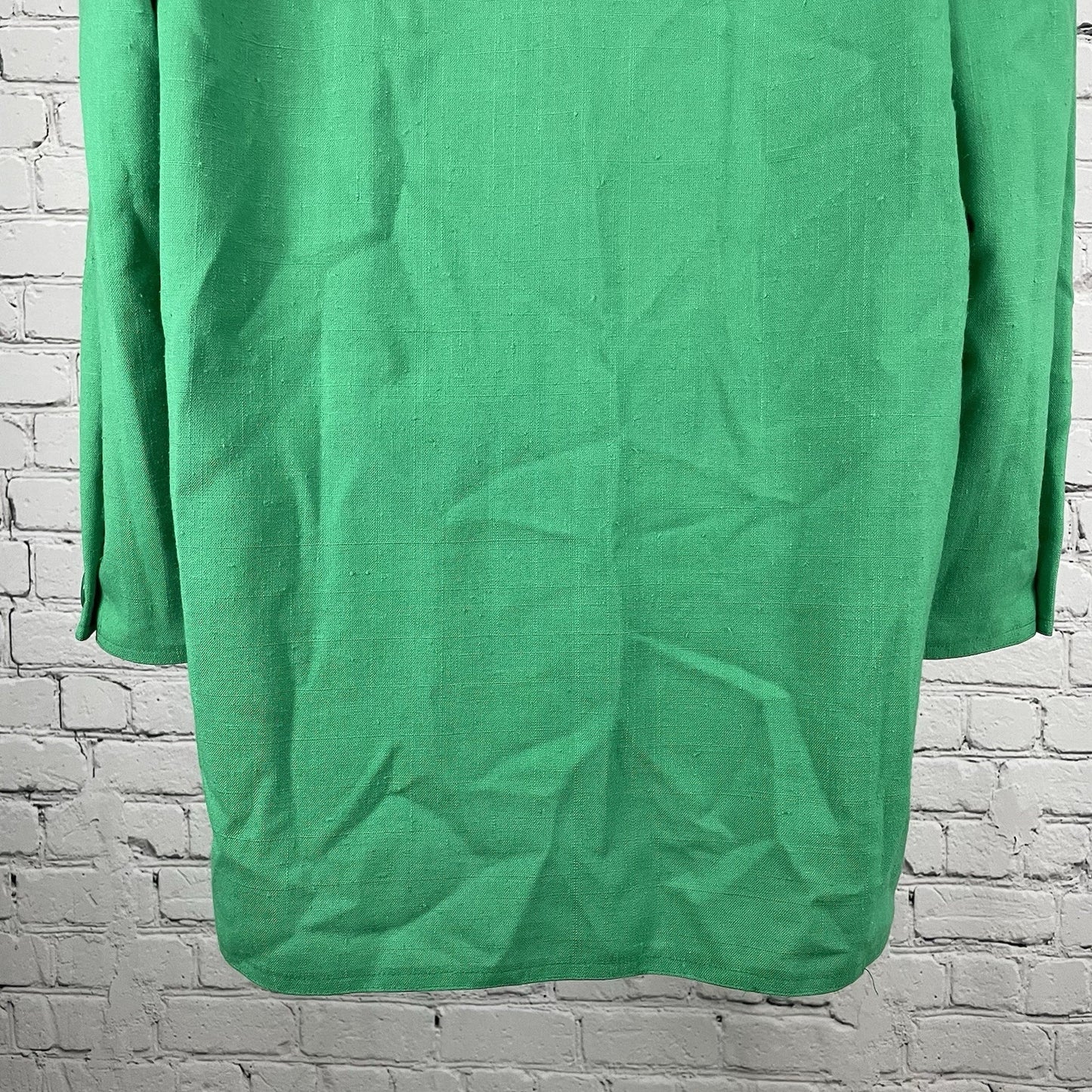 VTG Caron Green Open Lightweight Unlined Blazer Jacket Pockets USA Made Size 8