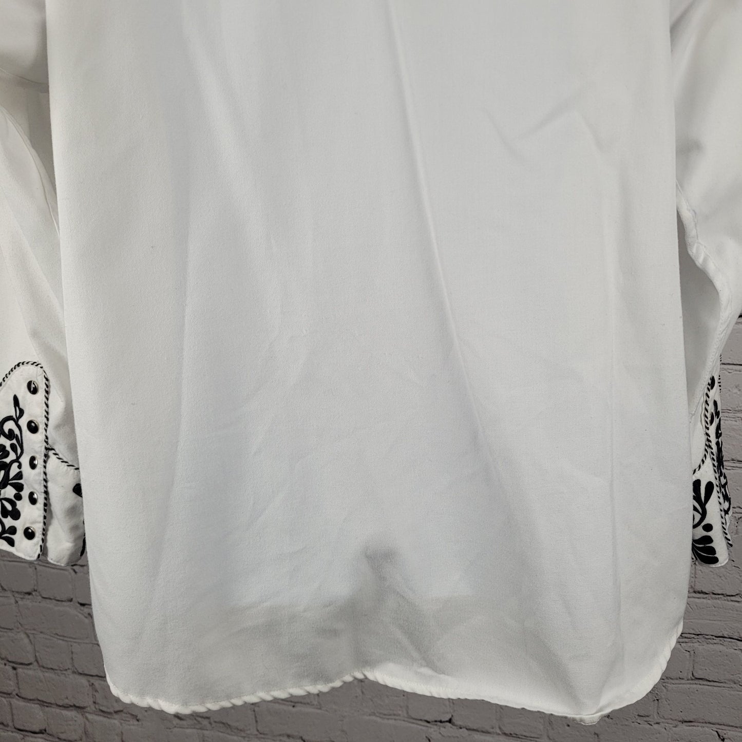 Panhandle Slim White Embroidered Retro Western Snap Long Sleeve Shirt Size Large