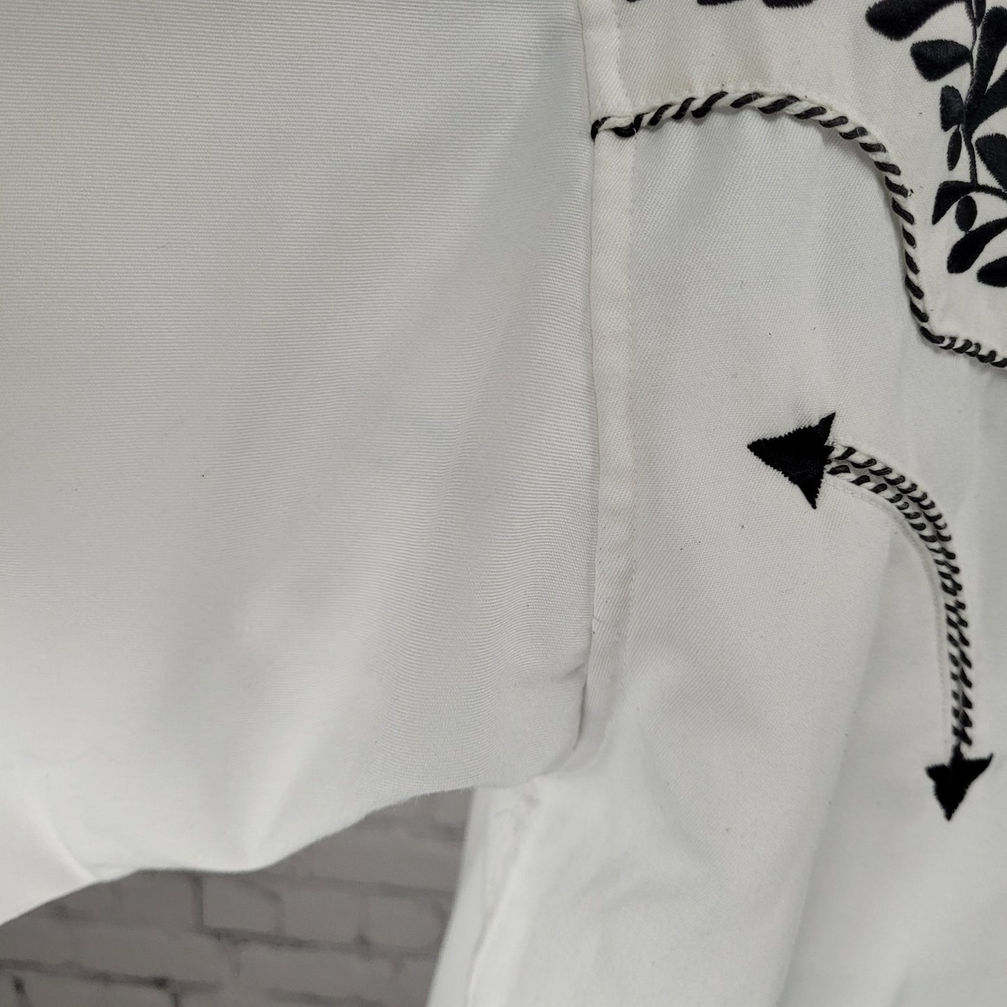 Panhandle Slim White Embroidered Retro Western Snap Long Sleeve Shirt Size Large