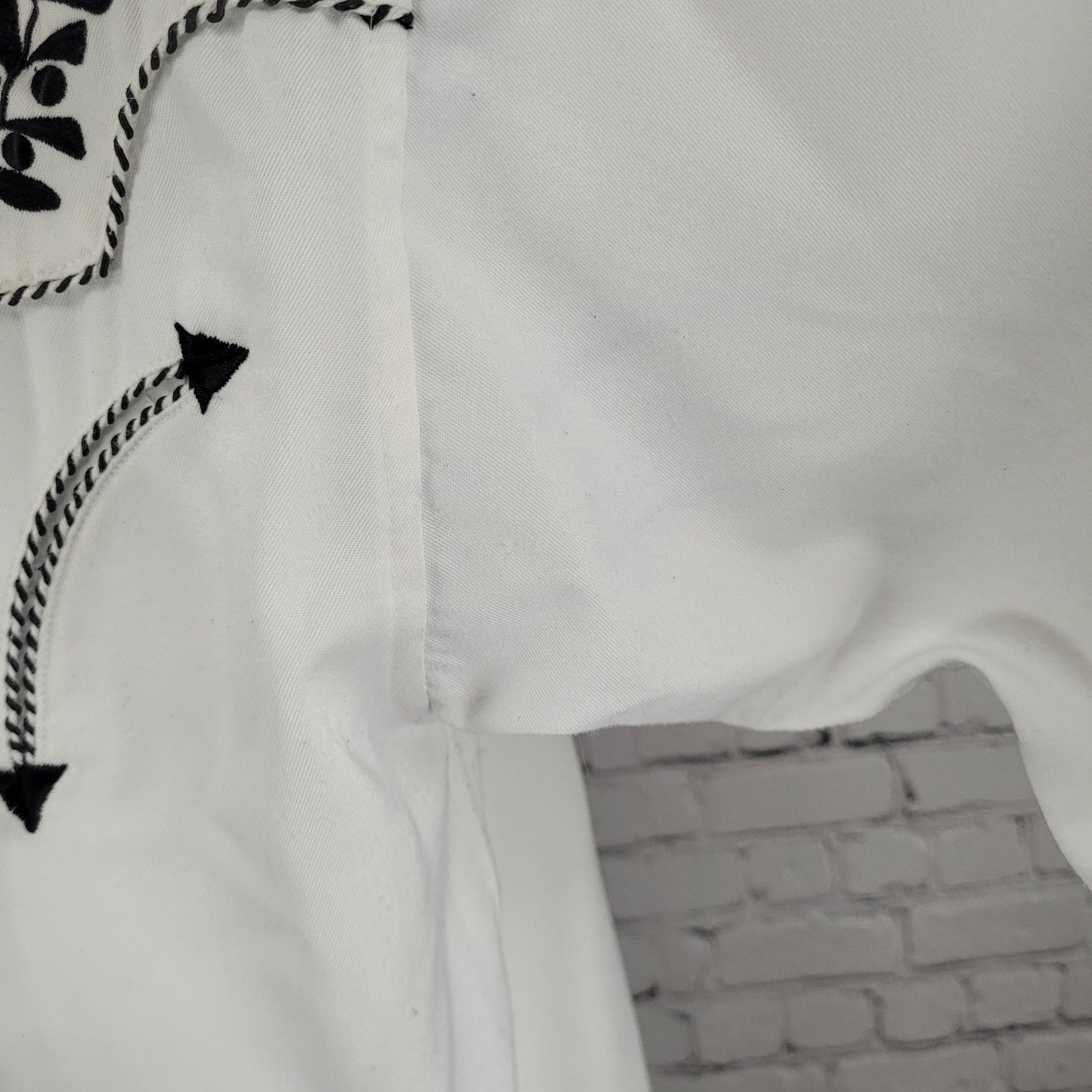 Panhandle Slim White Embroidered Retro Western Snap Long Sleeve Shirt Size Large