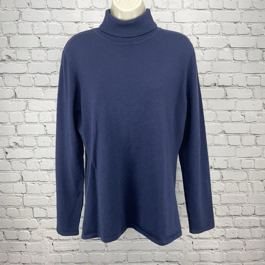 Clifford & Wills Navy Blue Merino Wool Soft Sweater Turtleneck Stretch Size XL