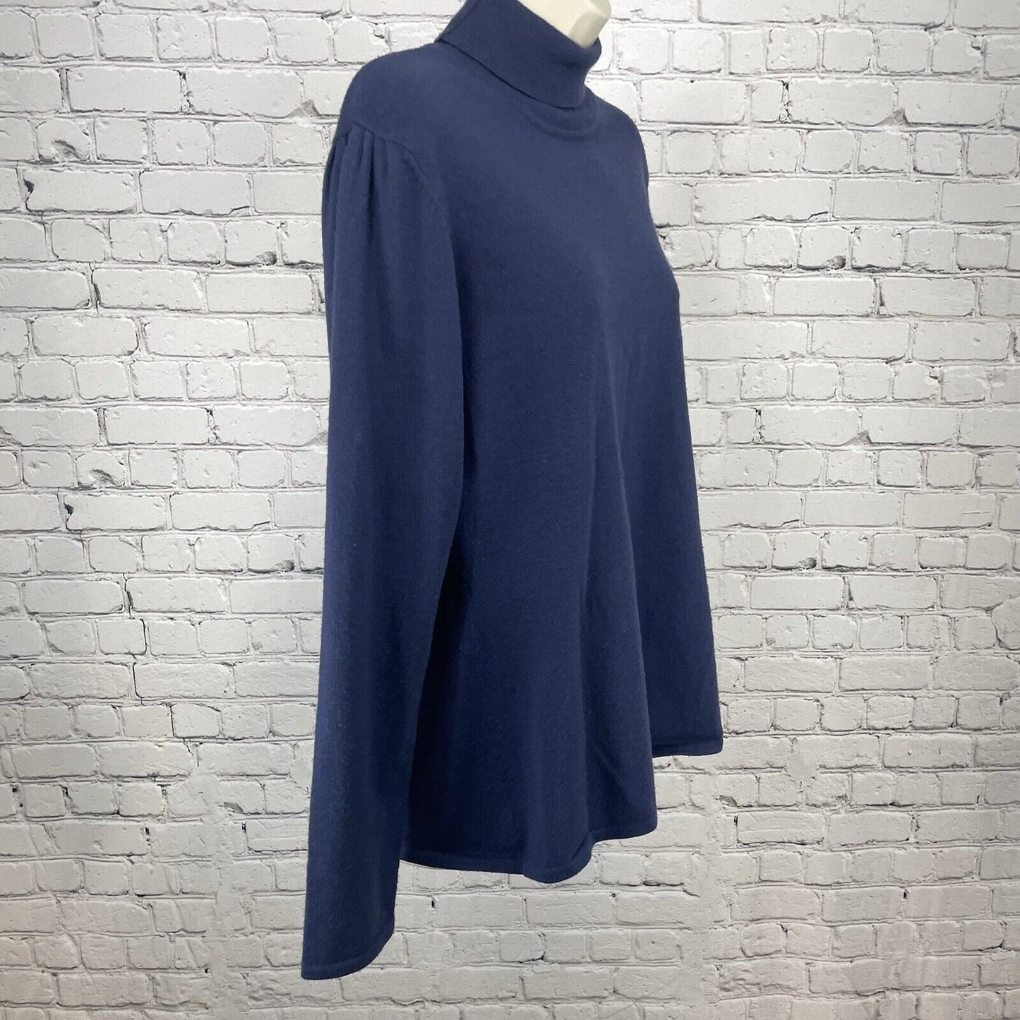 Clifford & Wills Navy Blue Merino Wool Soft Sweater Turtleneck Stretch Size XL