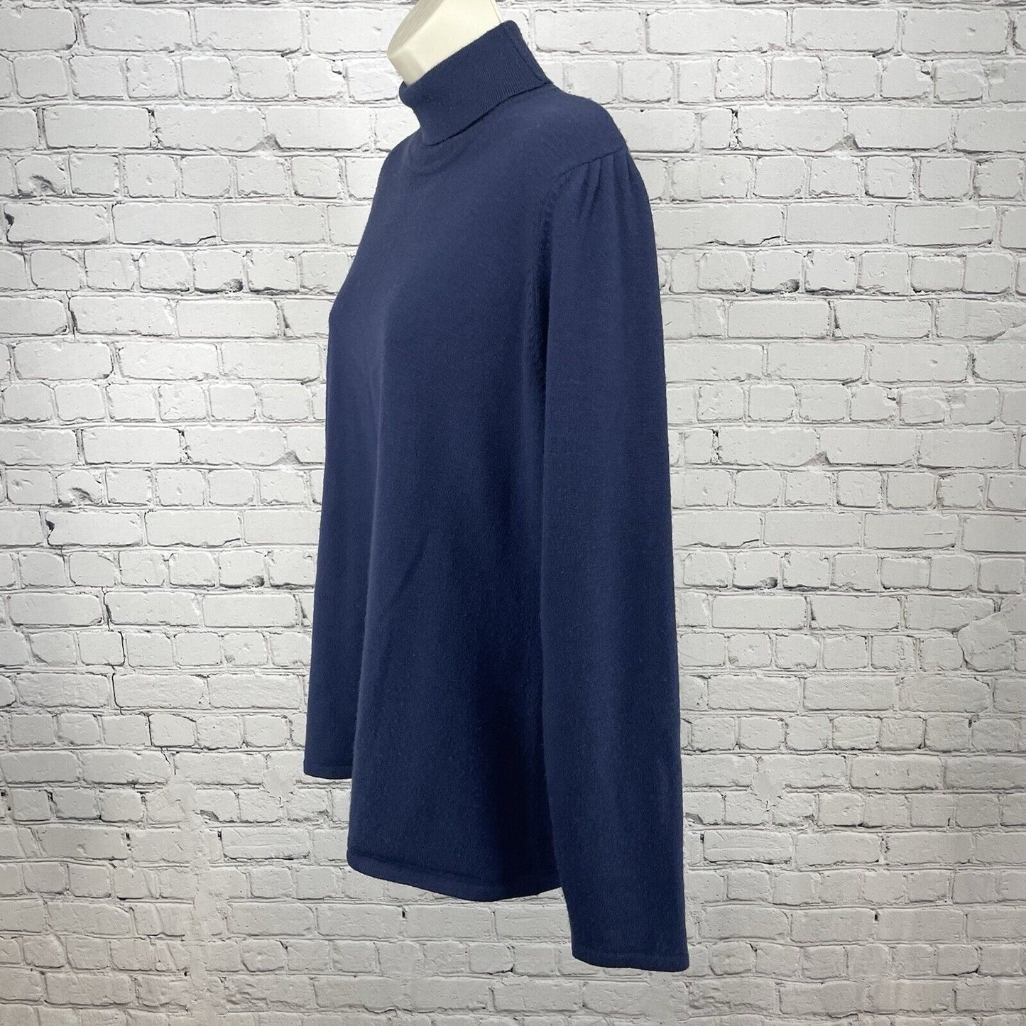 Clifford & Wills Navy Blue Merino Wool Soft Sweater Turtleneck Stretch Size XL