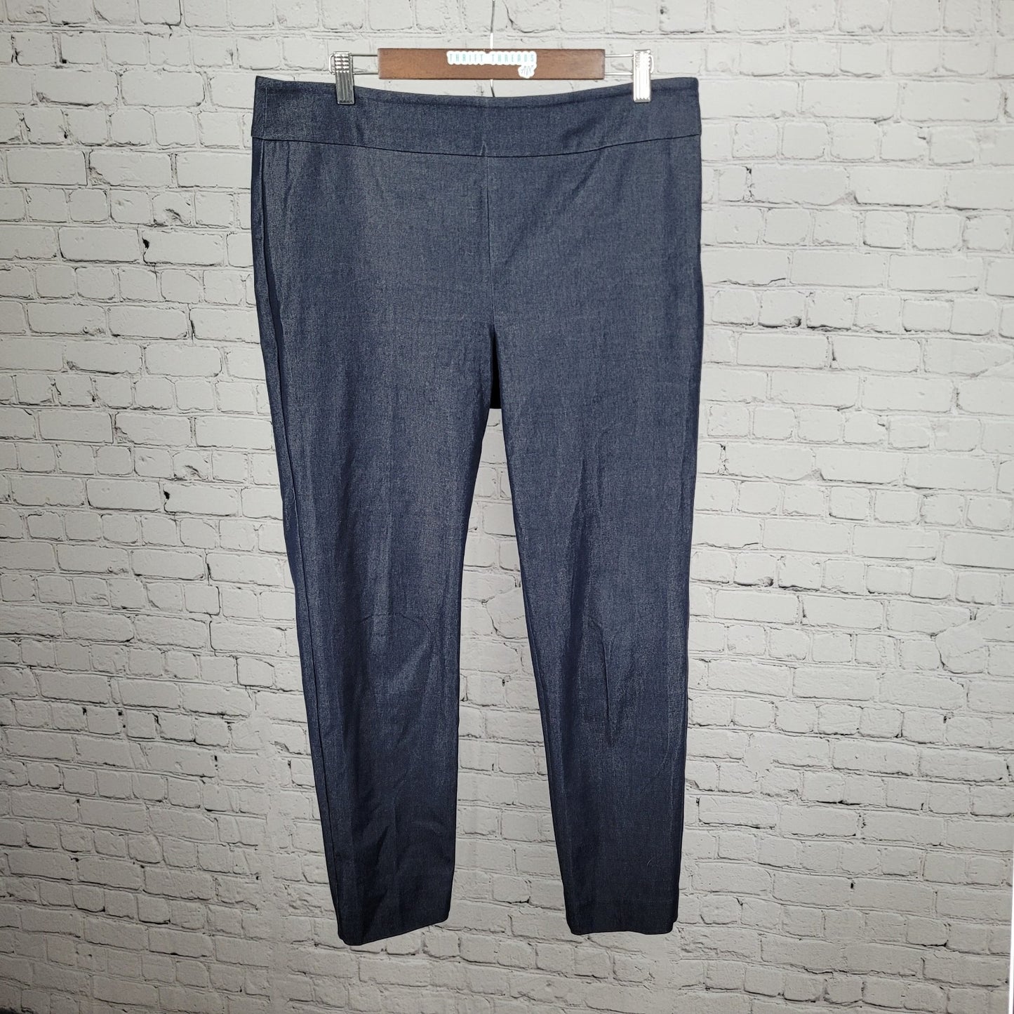 Talbots Navy Chatham Ankle Pant High Rise Stretch Side Zip Tapered 12 (34x28.5)