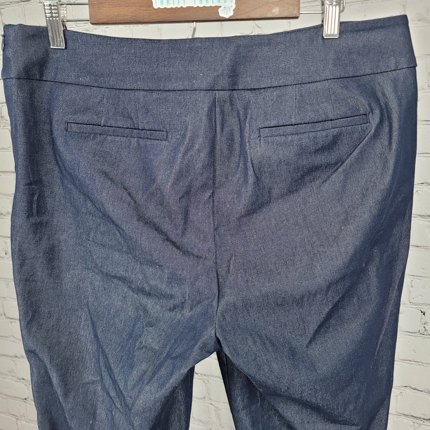 Talbots Navy Chatham Ankle Pant High Rise Stretch Side Zip Tapered 12 (34x28.5)
