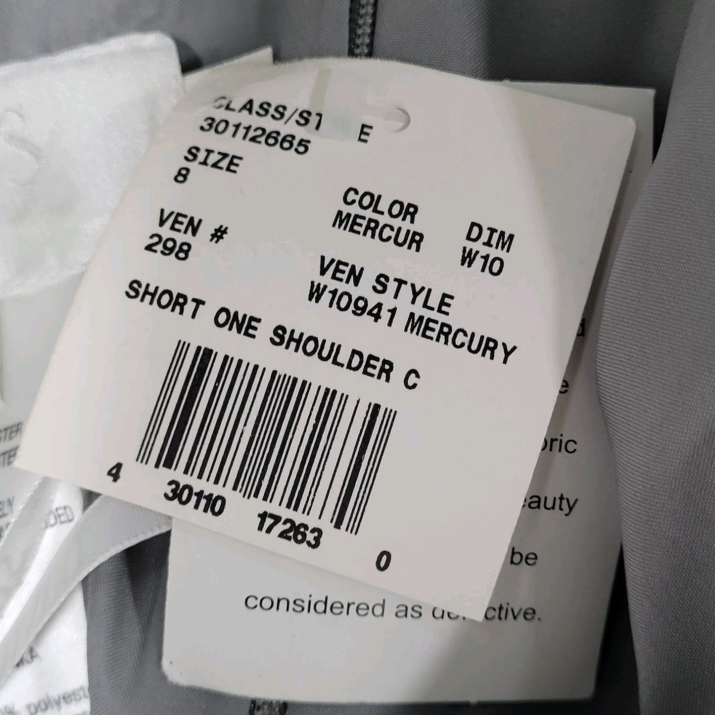 NWD David's Bridal Mercury Chiffon One Shoulder Pleated Short Lined Dress Size 8