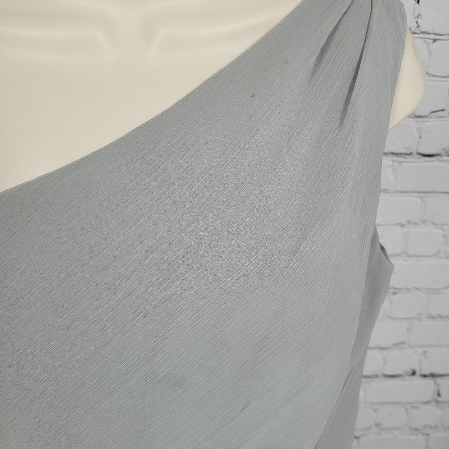 NWD David's Bridal Mercury Chiffon One Shoulder Pleated Short Lined Dress Size 8