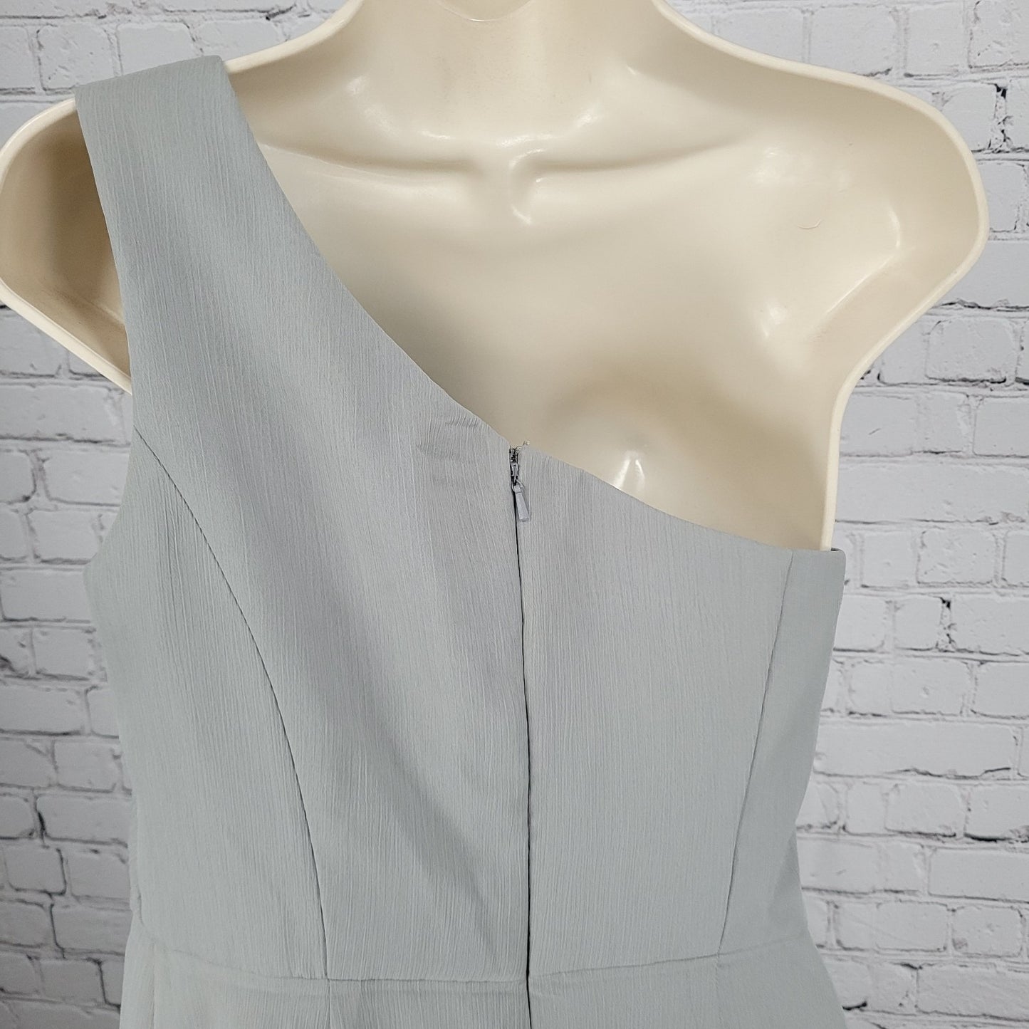 NWD David's Bridal Mercury Chiffon One Shoulder Pleated Short Lined Dress Size 8