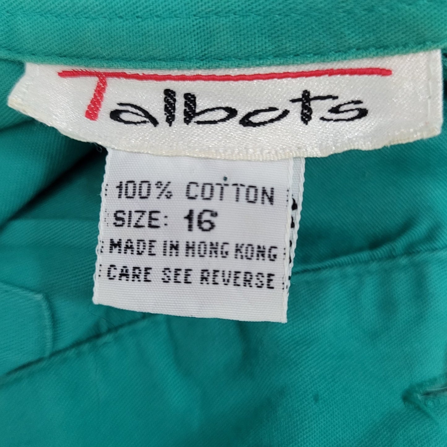 VTG Talbots Green 100% Cotton Buttoned Belted Long Sleeve Shirt Dress Size 16