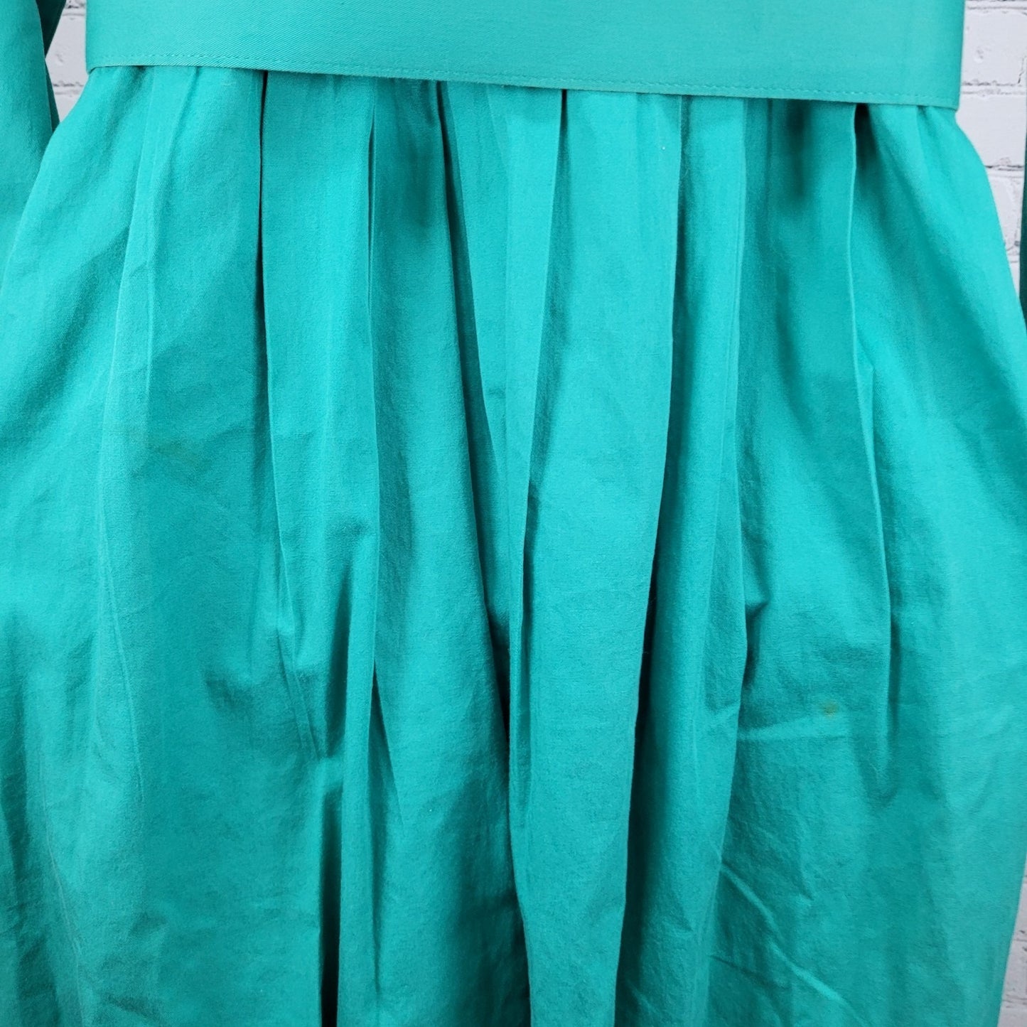 VTG Talbots Green 100% Cotton Buttoned Belted Long Sleeve Shirt Dress Size 16