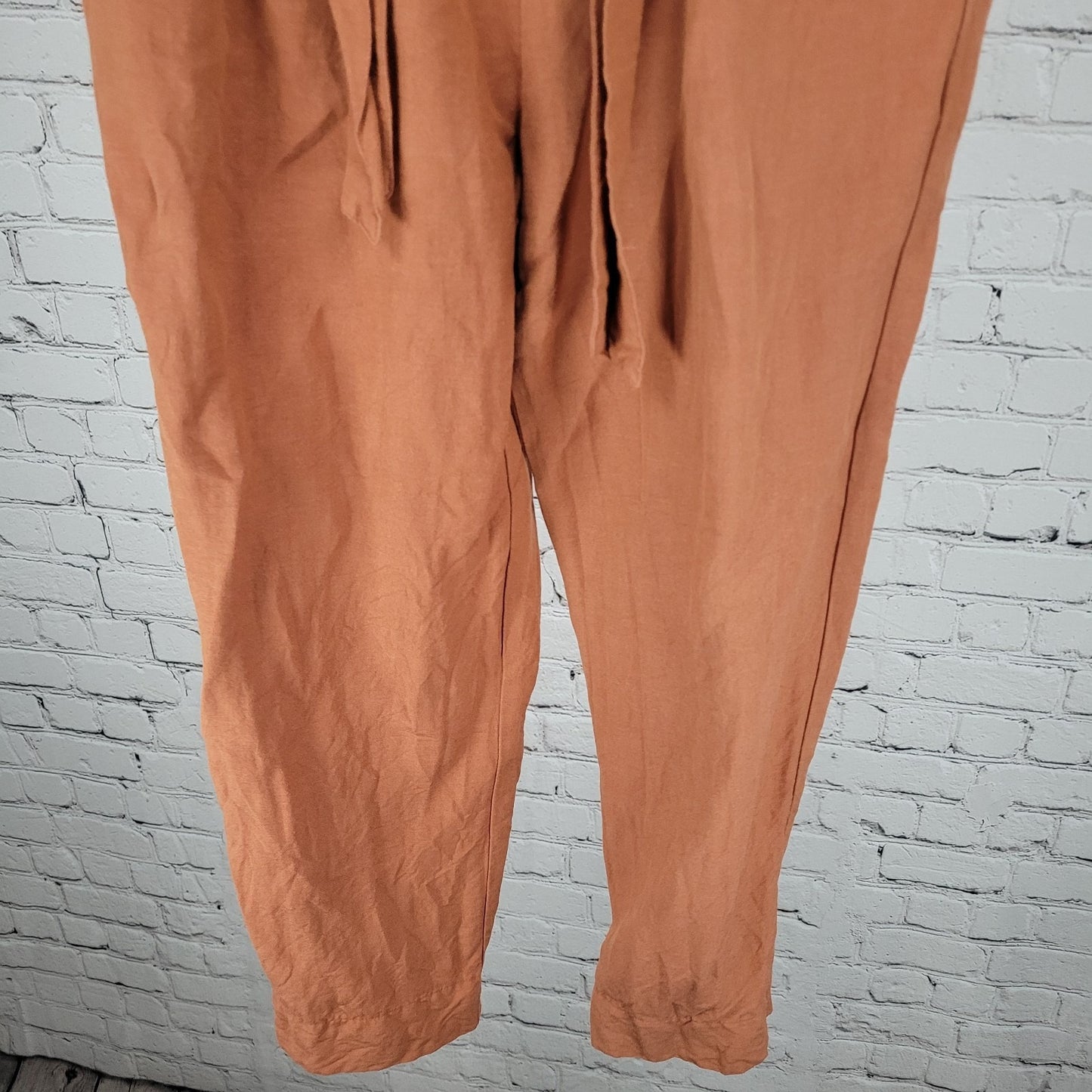 Madewell Orange Linen Blend High Rise Belted Paperbag Crop Pants Size 00 (23x25)