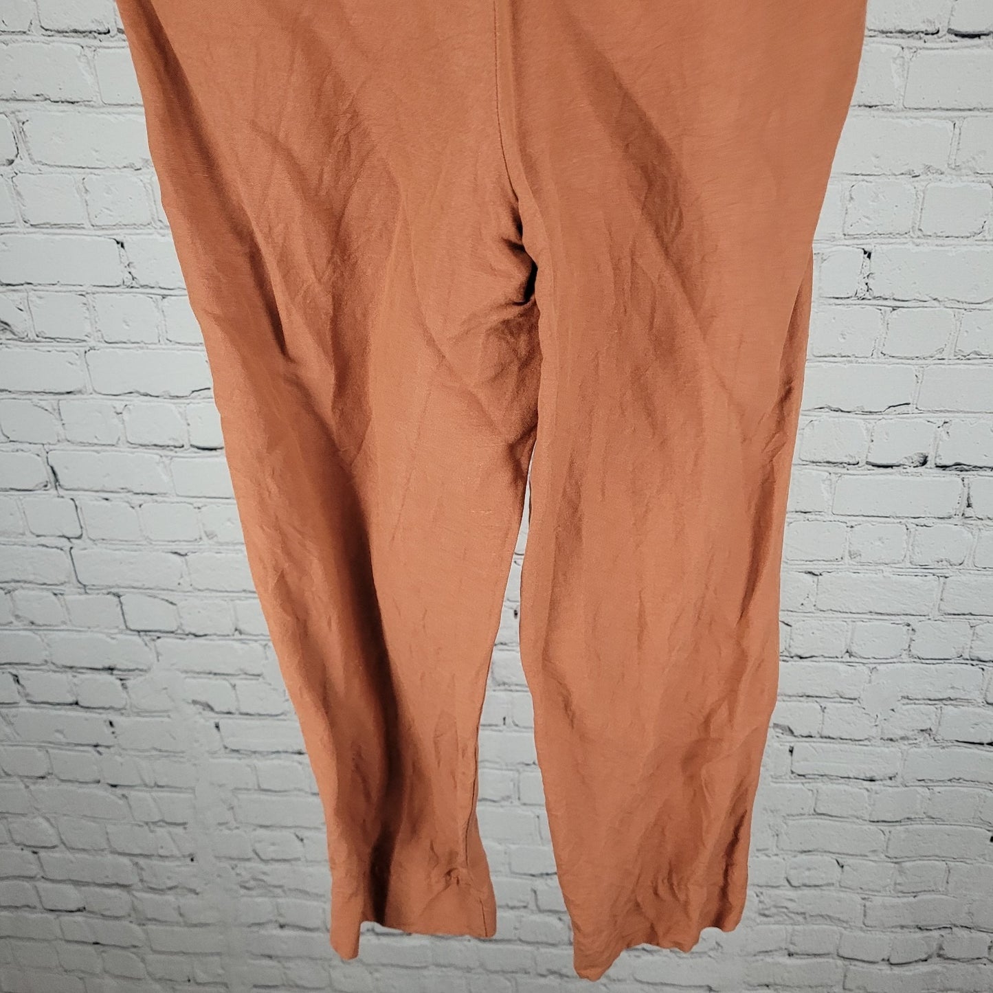 Madewell Orange Linen Blend High Rise Belted Paperbag Crop Pants Size 00 (23x25)