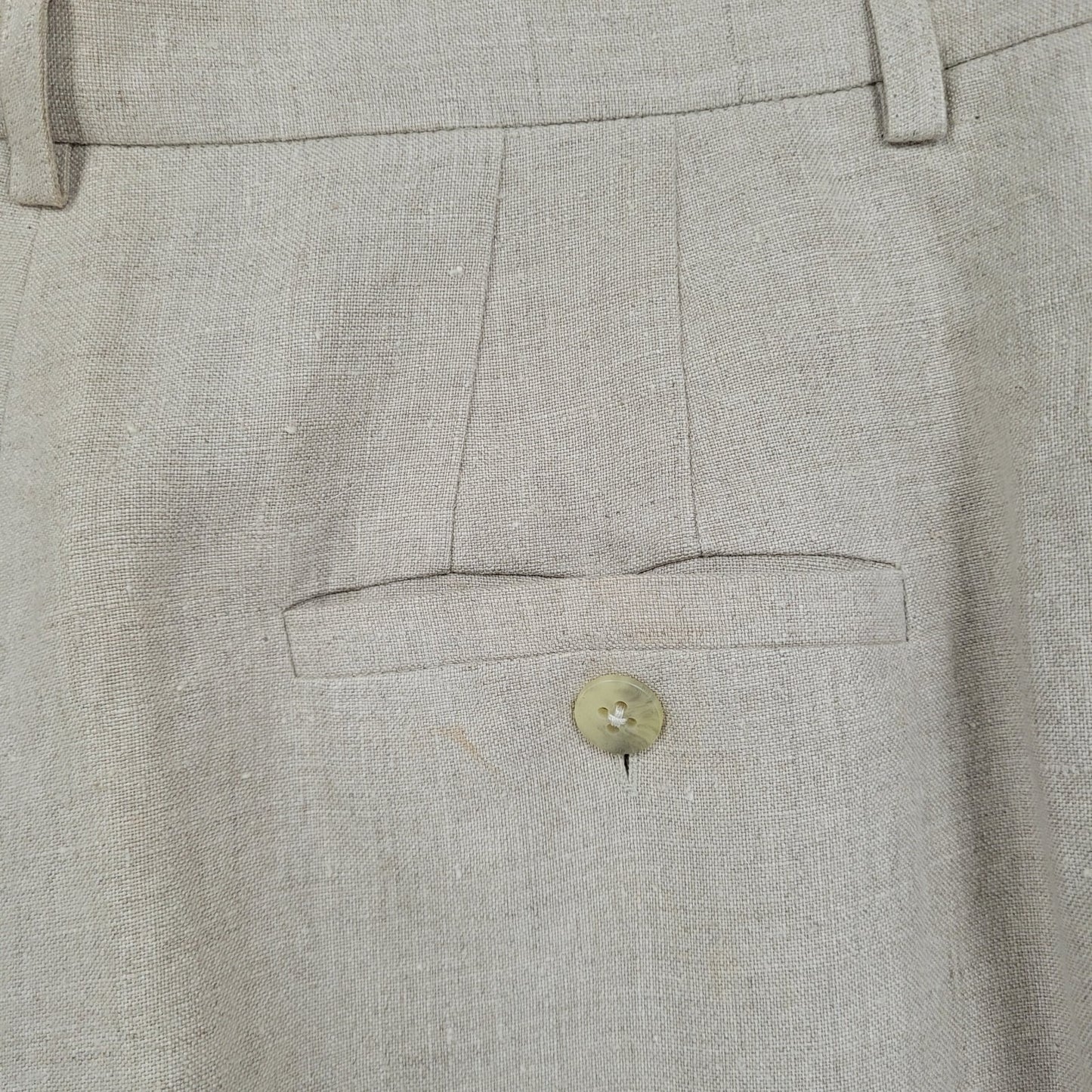 Classiques Entier Beige 100% Linen Pleated Lined Tapered Cuffed Pants 14 (30x31)